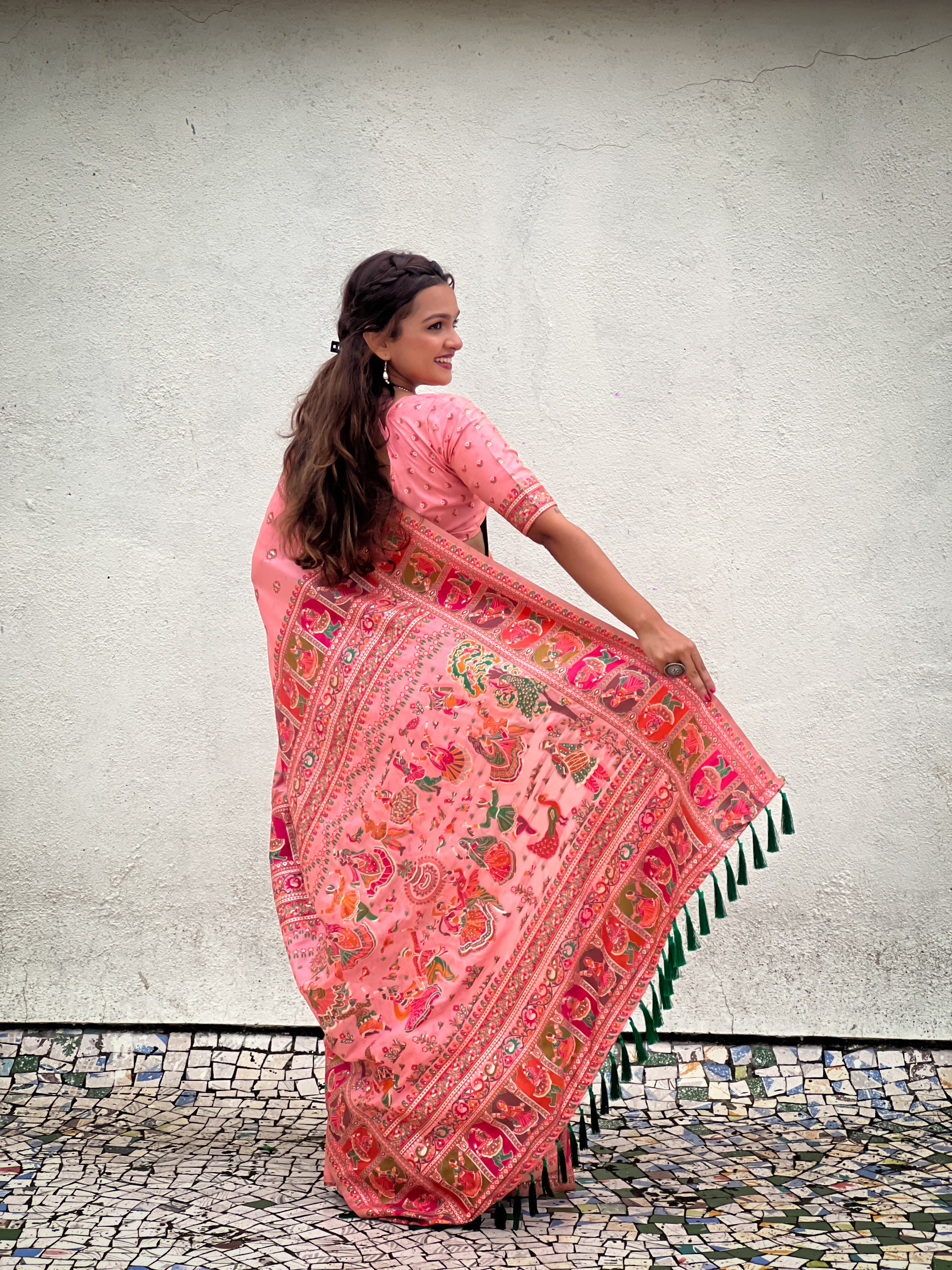 PINK BANARASI SILK BLEND SAREE