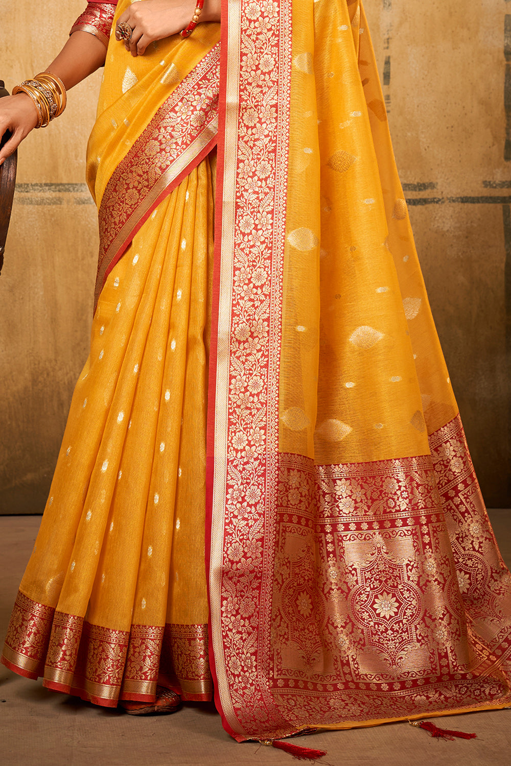 Turmeric Yellow Banarasi Saree