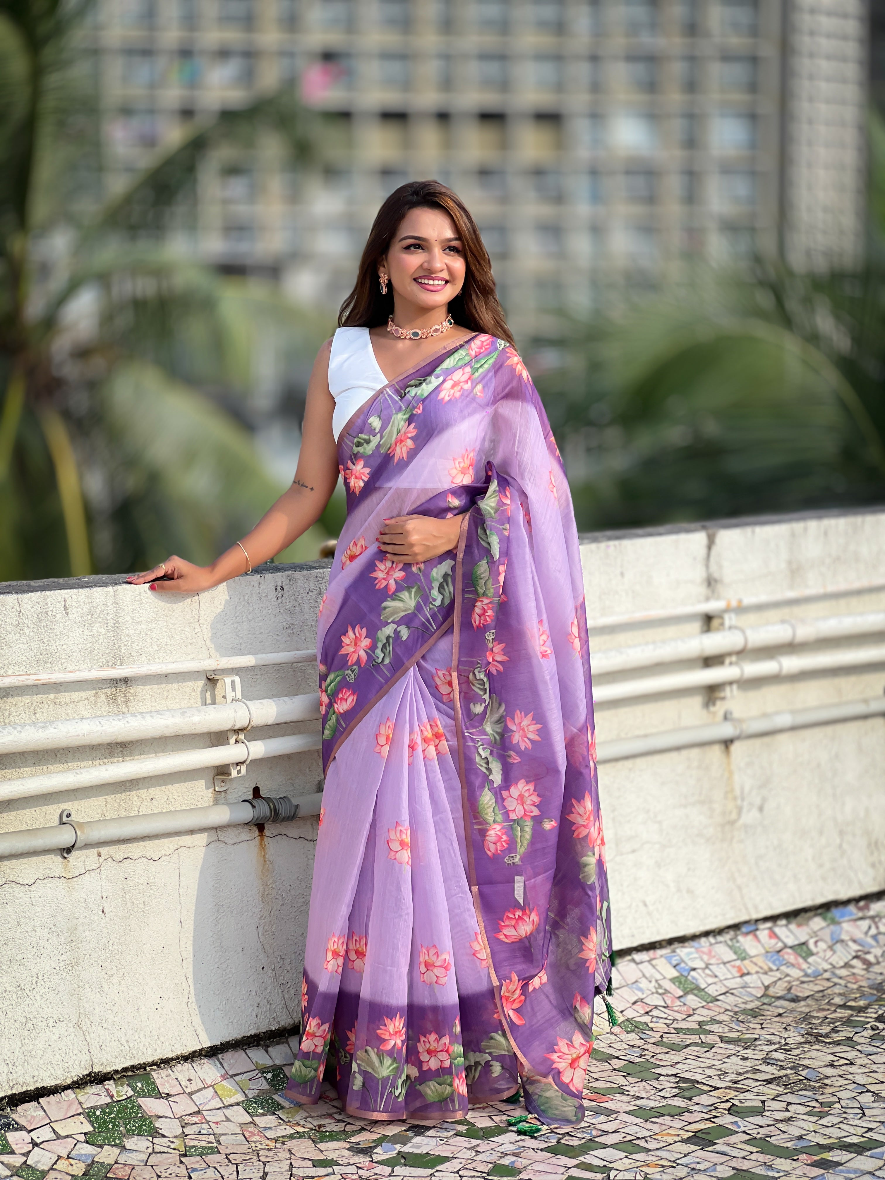 LEVENDER BANARASI SILK BLEND SAREE