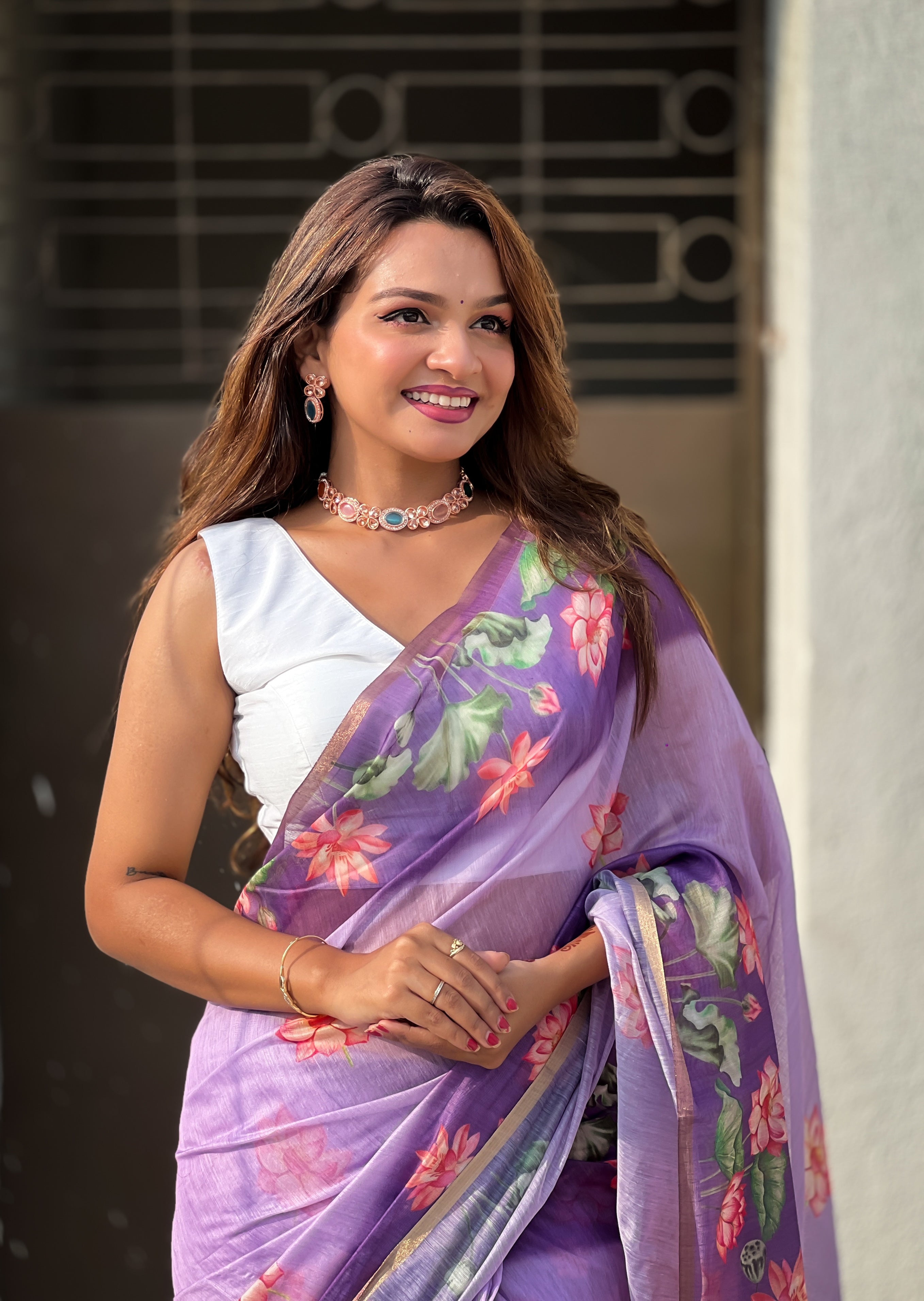 LEVENDER BANARASI SILK BLEND SAREE