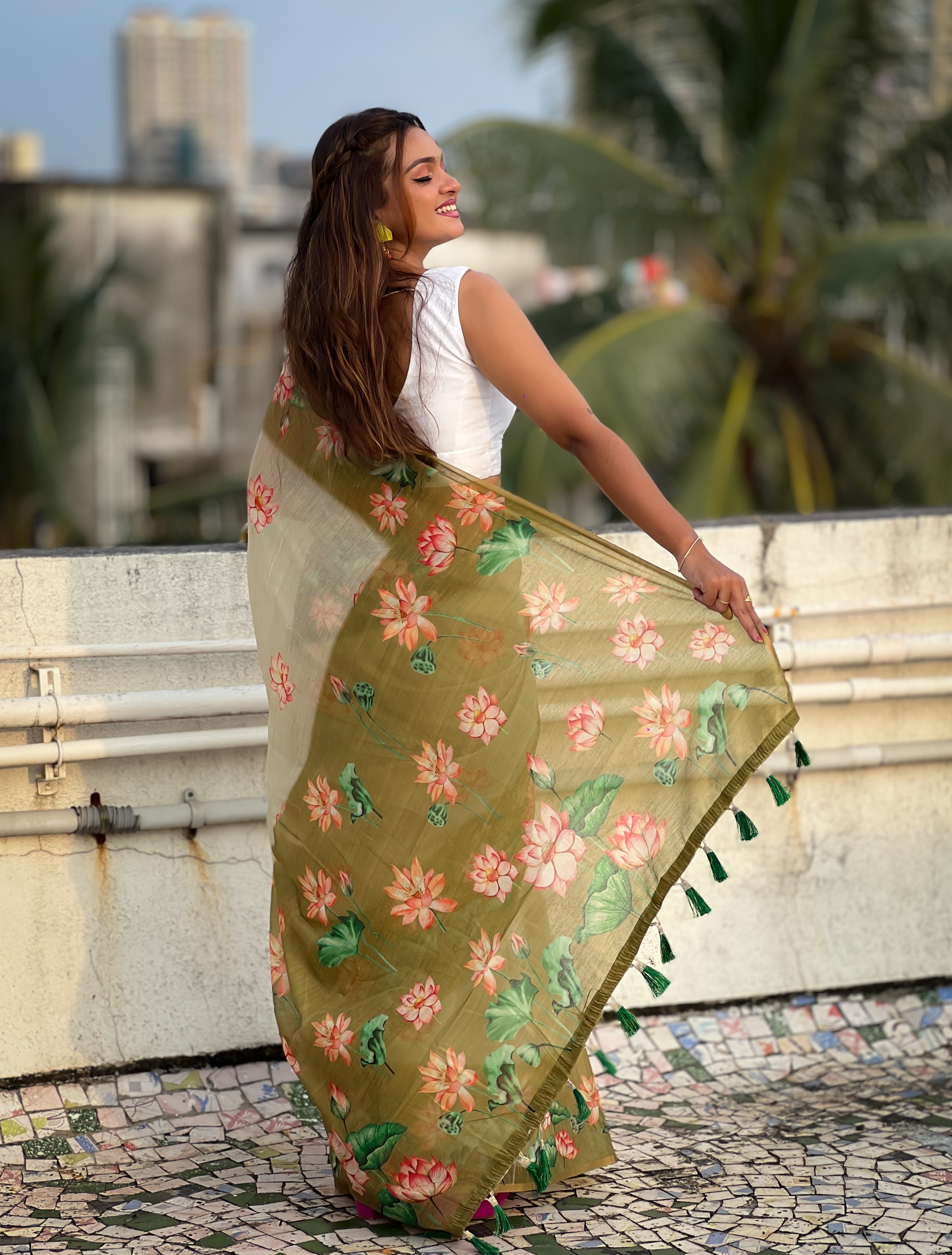 PISTA BANARASI SILK BLEND SAREE