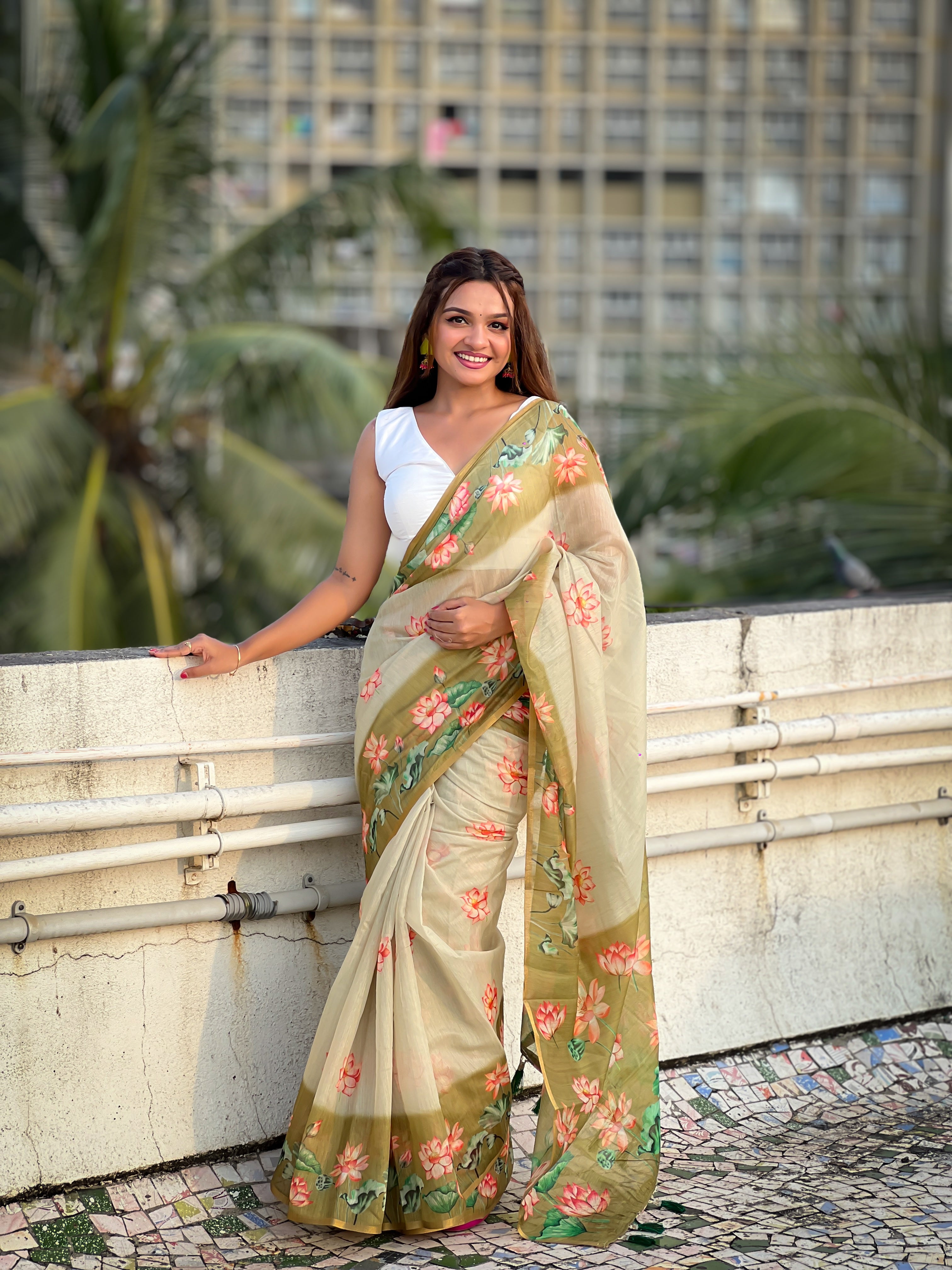 PISTA BANARASI SILK BLEND SAREE