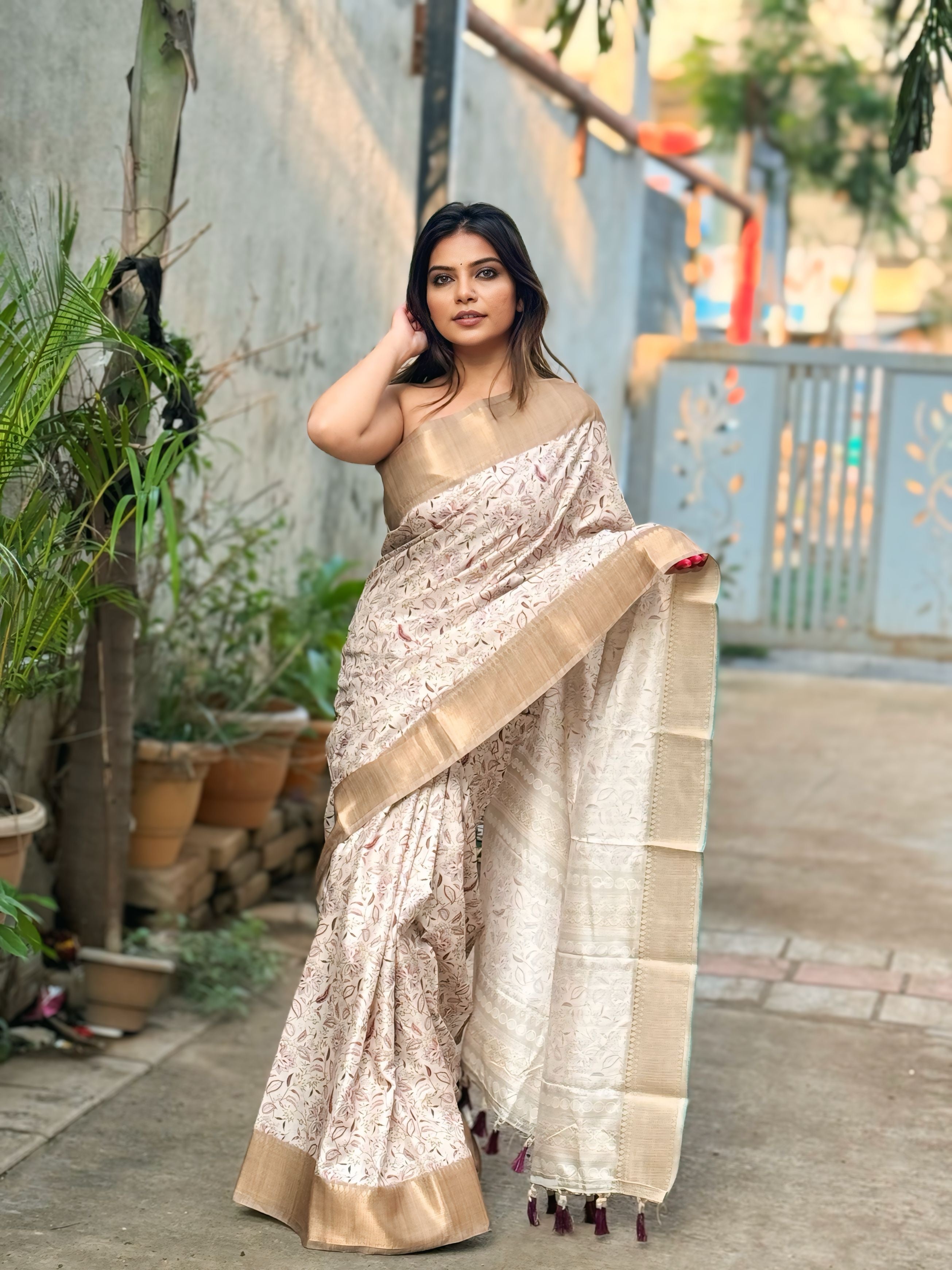 BAIGE BANARASI SILK BLEND SAREE