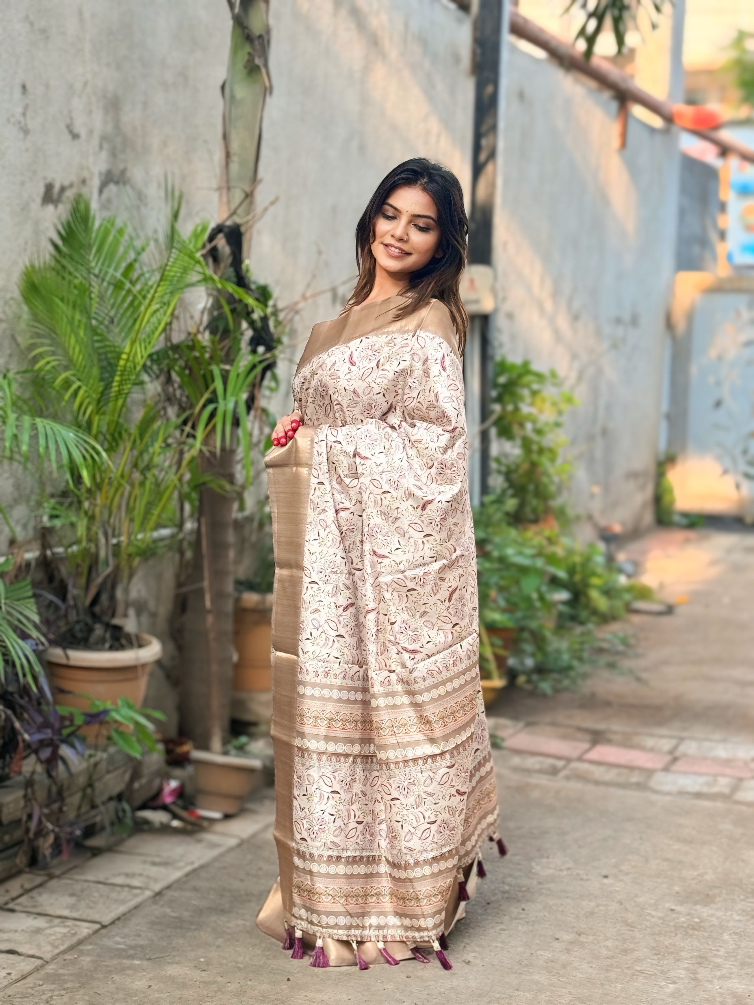 BAIGE BANARASI SILK BLEND SAREE