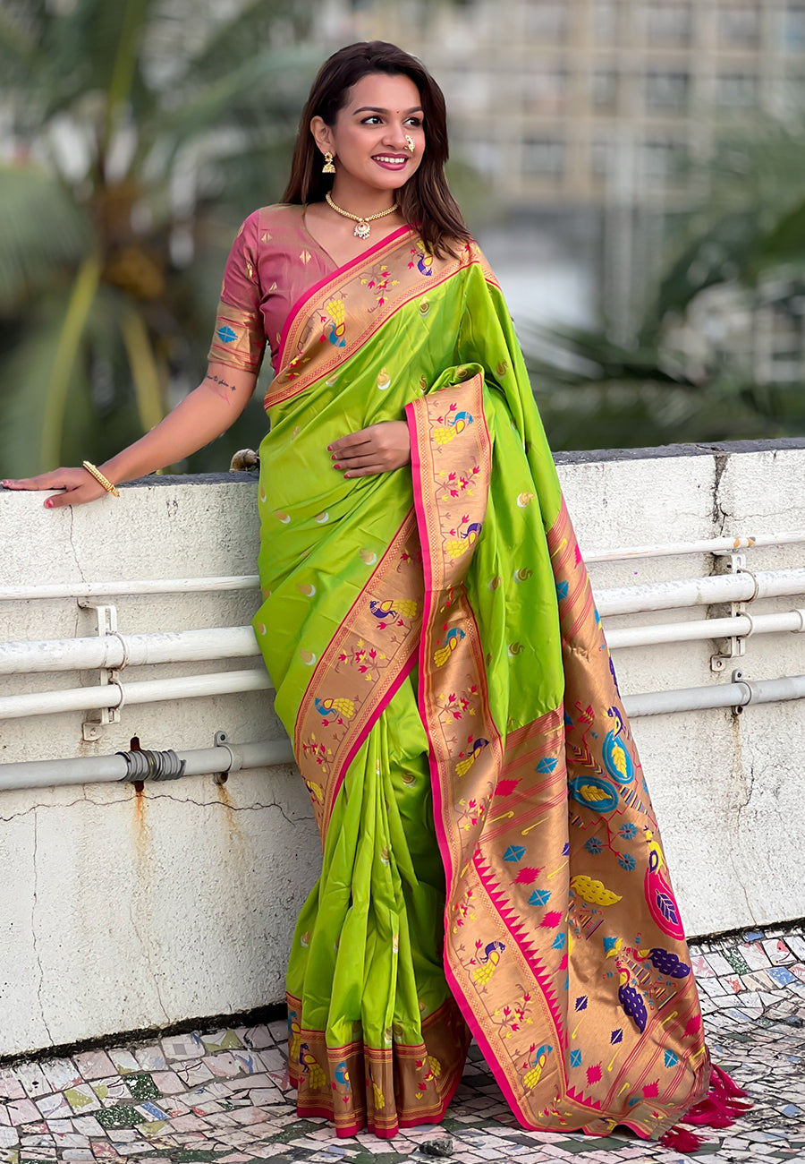 PISTA BANARASI SILK BLEND SAREE