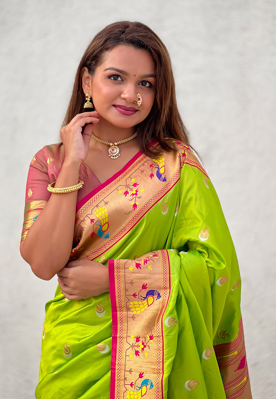 PISTA BANARASI SILK BLEND SAREE