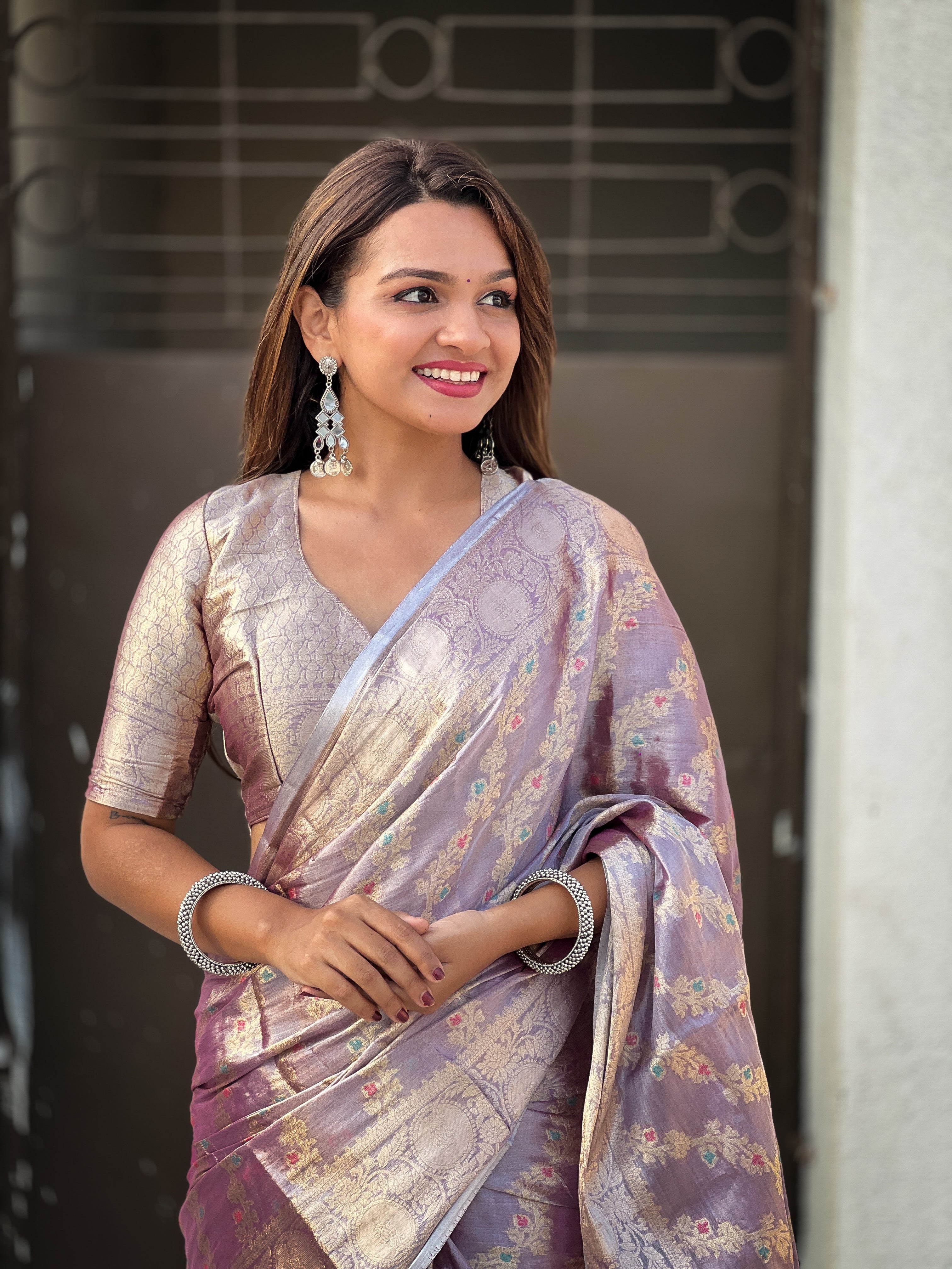 LEVENDER BANARASI SILK BLEND SAREE