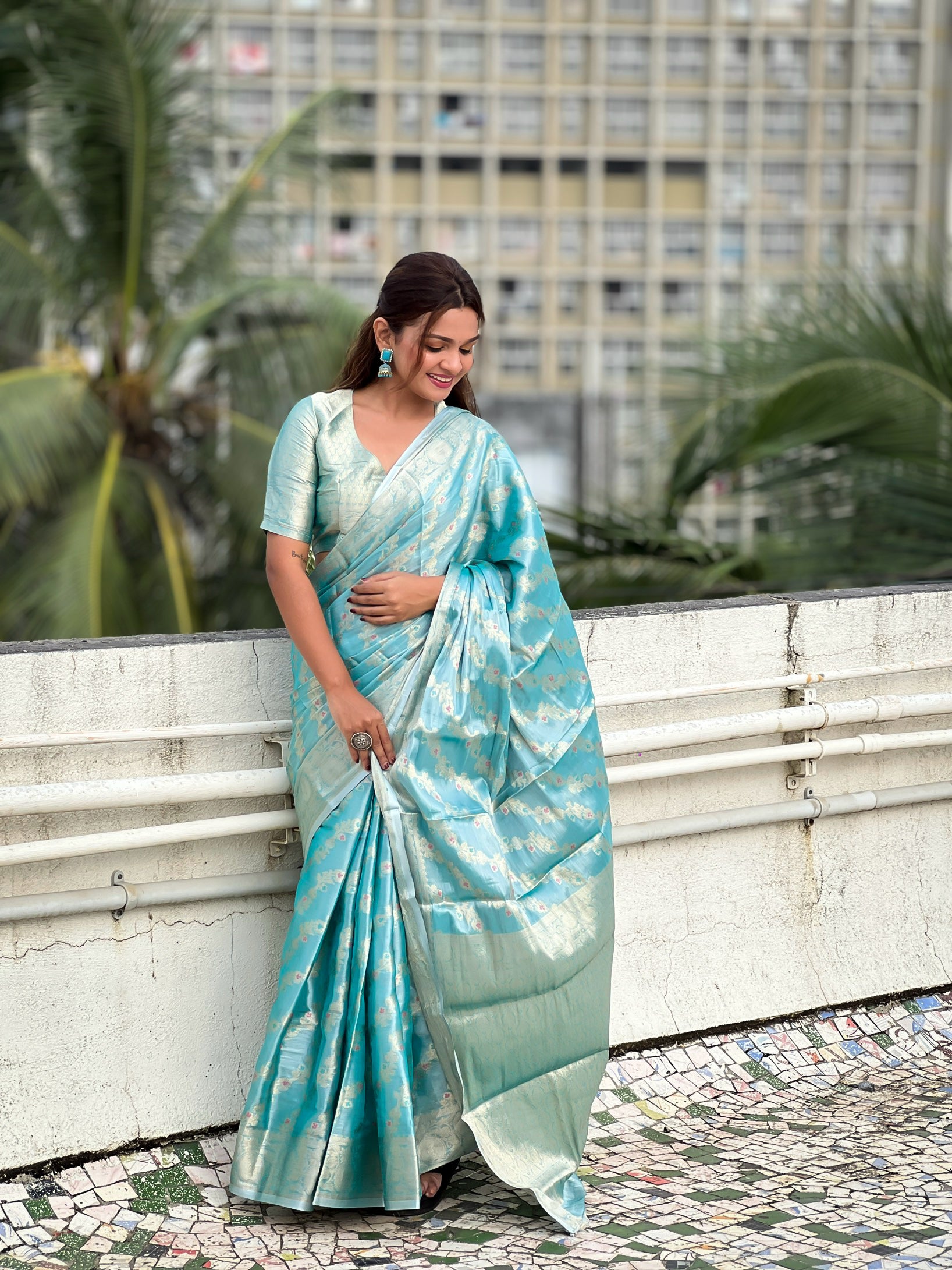 SKY BANARASI SILK BLEND SAREE