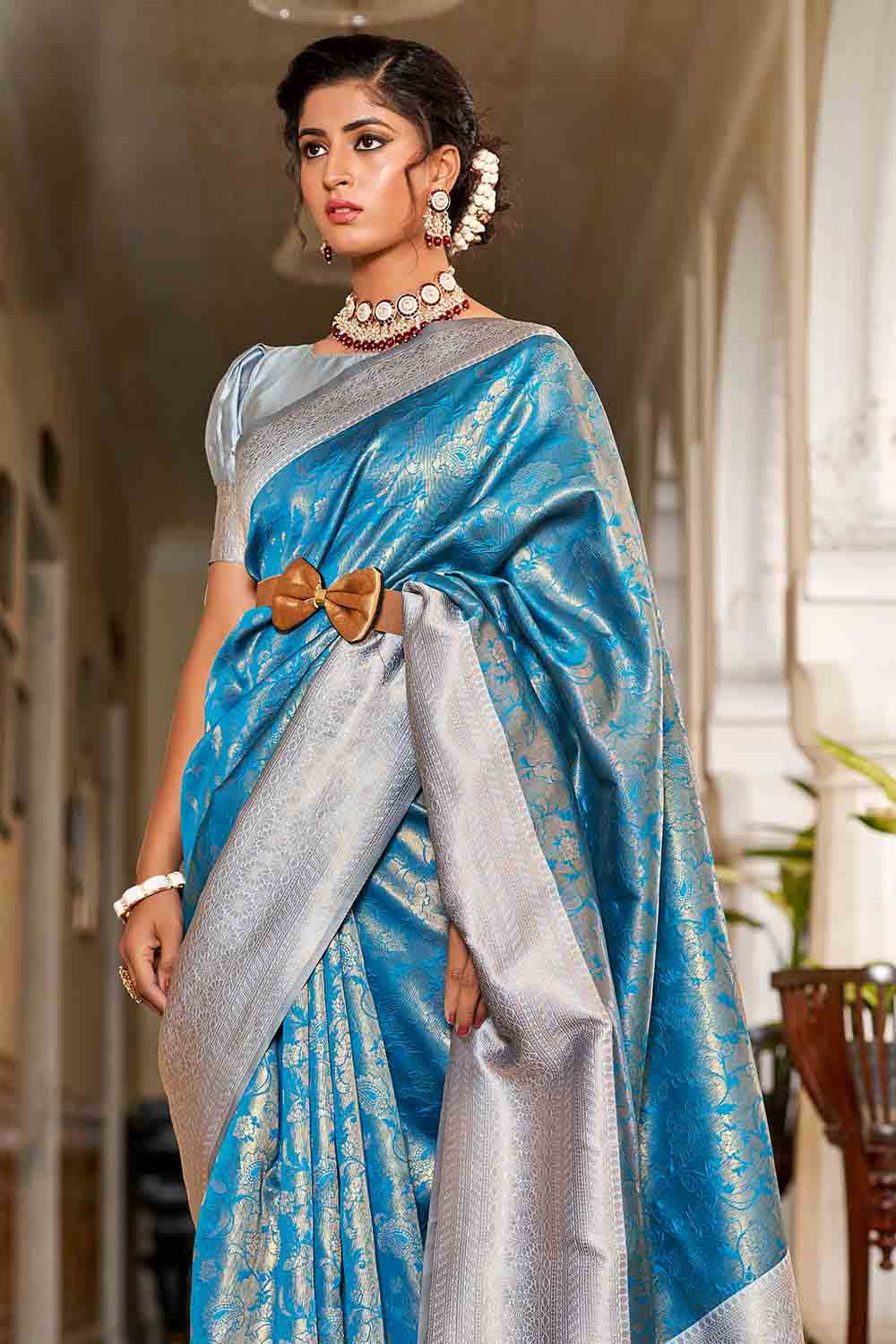 Buy Lavender Purple Leheriya Organza Saree Nitaraa