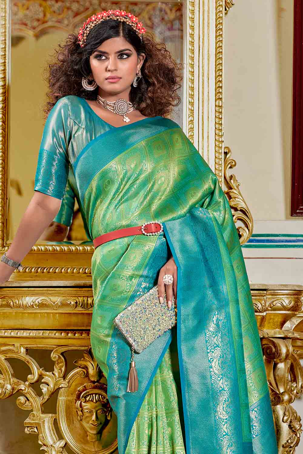 Buy Pearl White Banarasi Khaddi Georgette Saree Nitaraa
