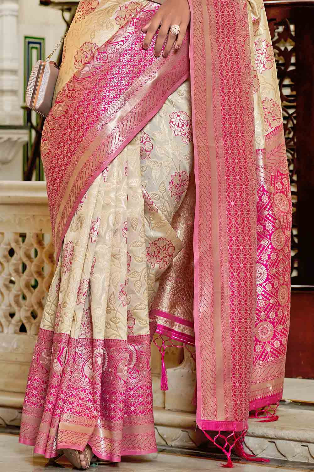 Buy Regal Red Banarasi Raw Silk Saree Nitaraa