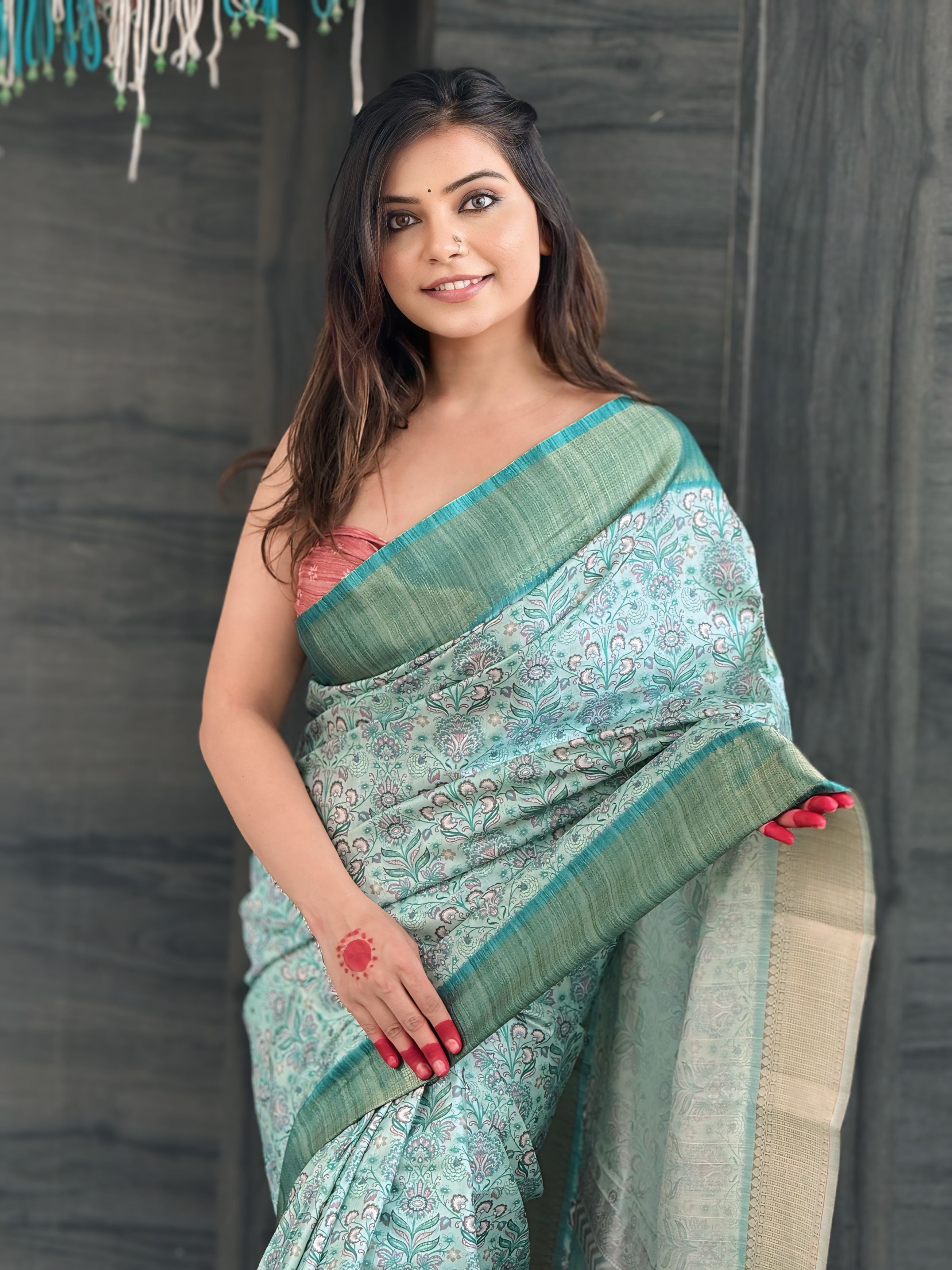 GREEN BANARASI SILK BLEND SAREE