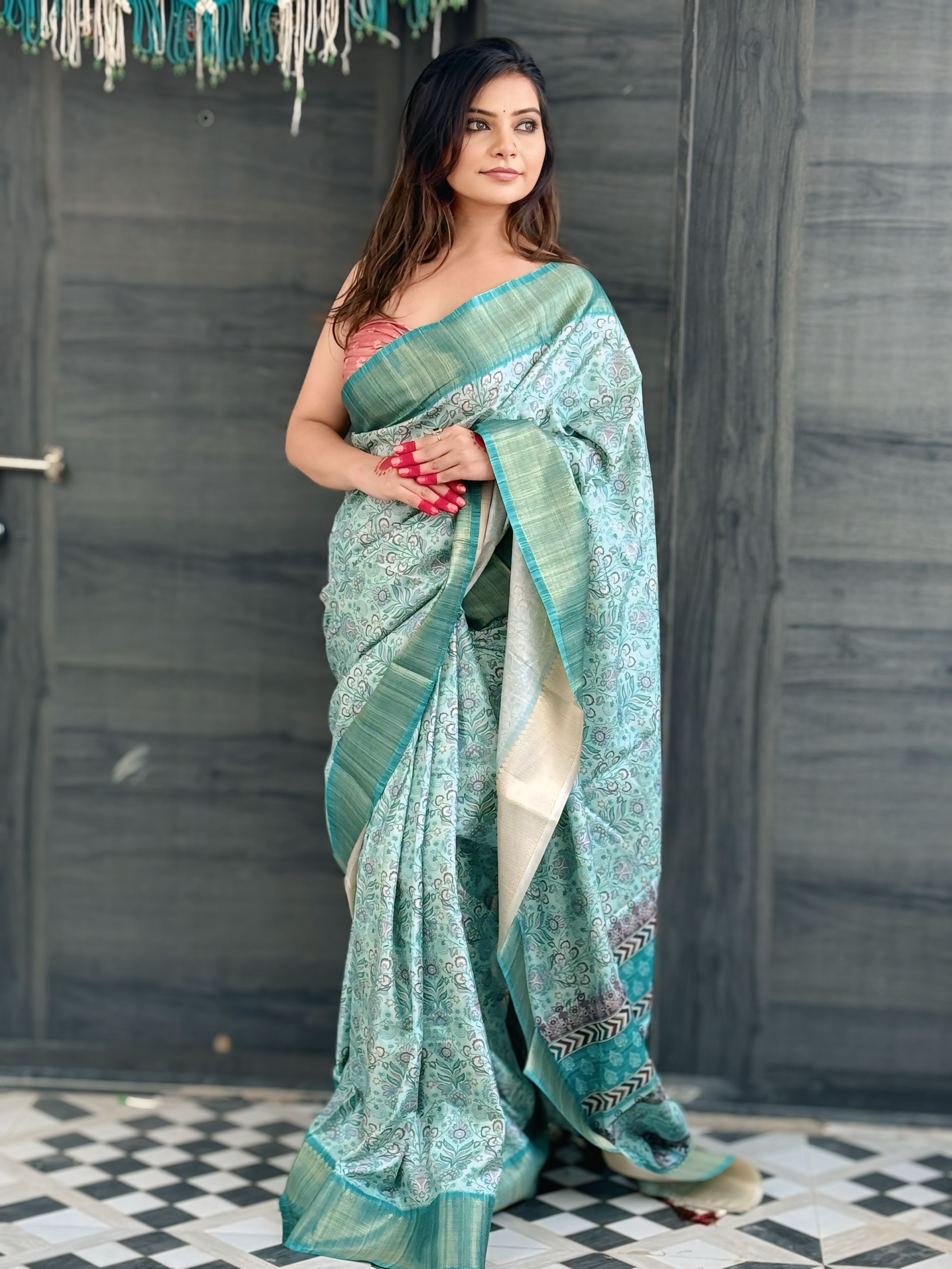 GREEN BANARASI SILK BLEND SAREE