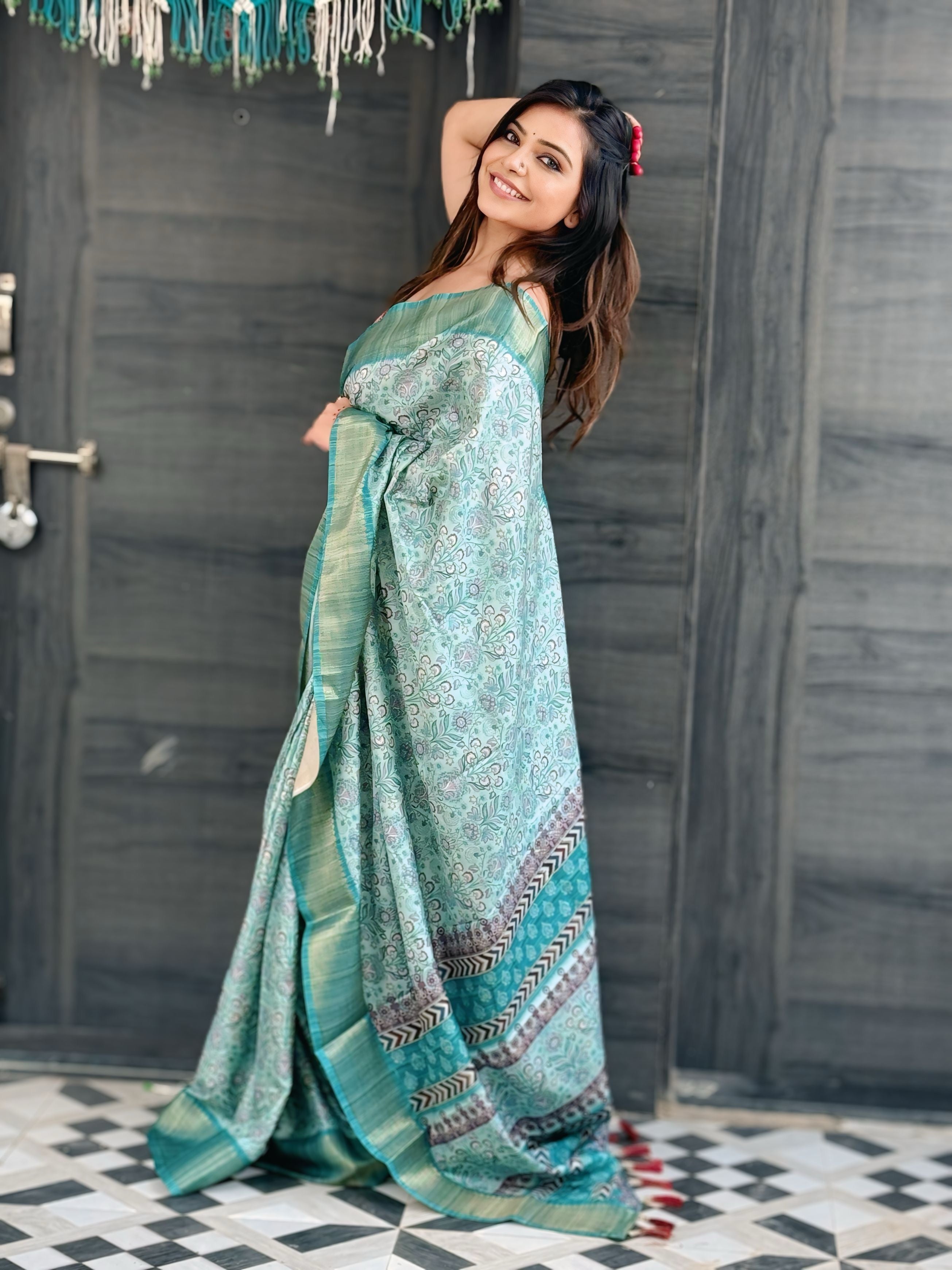 GREEN BANARASI SILK BLEND SAREE