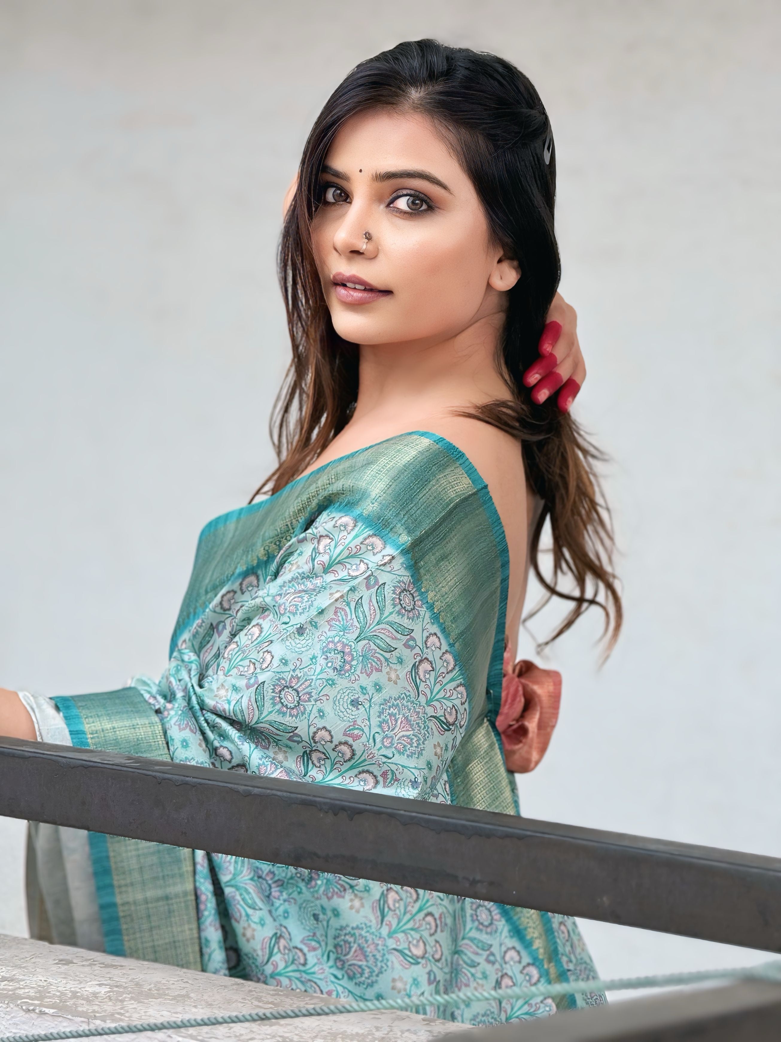 GREEN BANARASI SILK BLEND SAREE