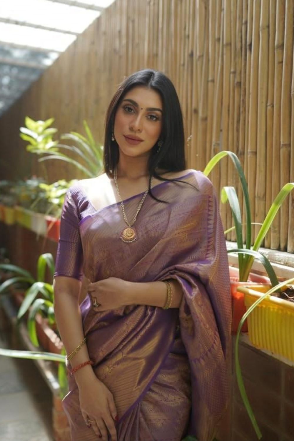 Vaibhavi Jagdish In Wine Purple Kanjivaram Saree