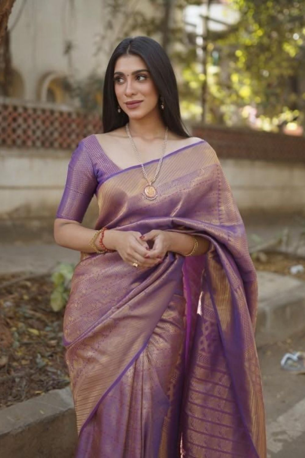 Vaibhavi Jagdish In Wine Purple Kanjivaram Saree