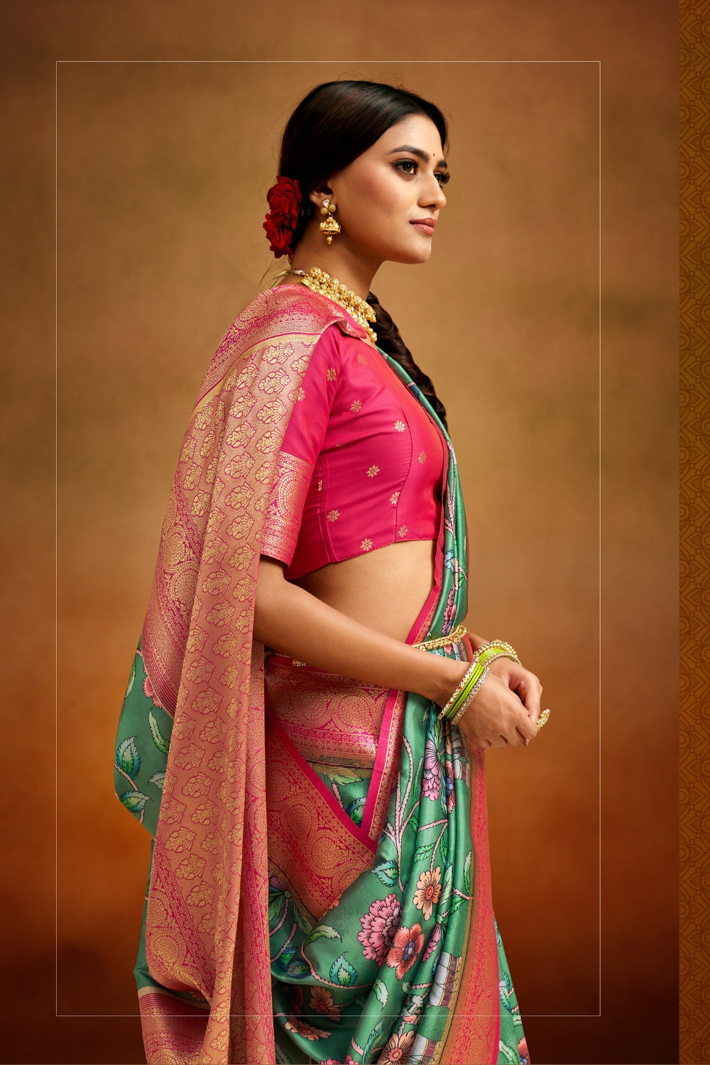 Multicolour Soft Banarasi Silk Saree