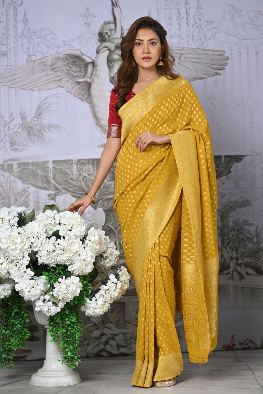 Buy Grey Silk Saree With Blouse Piece Nitaraa