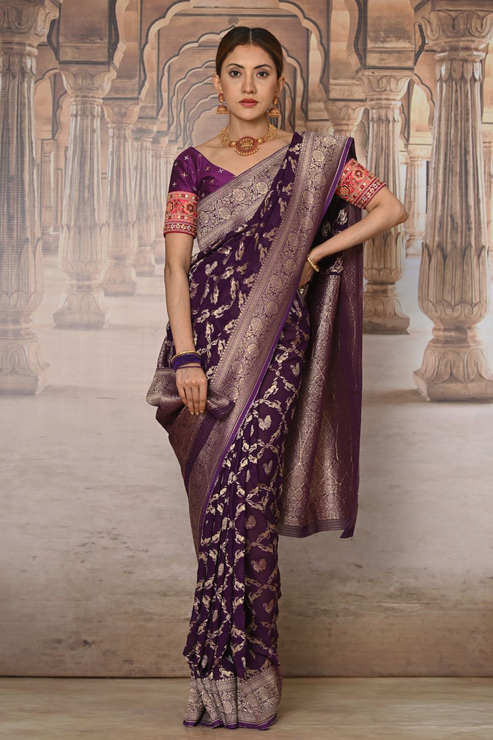 Buy Teal Banarasi Silk Blend Saree Nitaraa