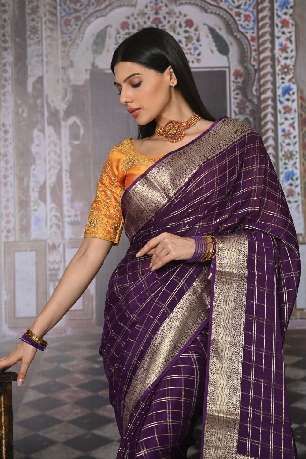 Buy Black Kashmiri Silk Saree With Blouse Piece Nitaraa