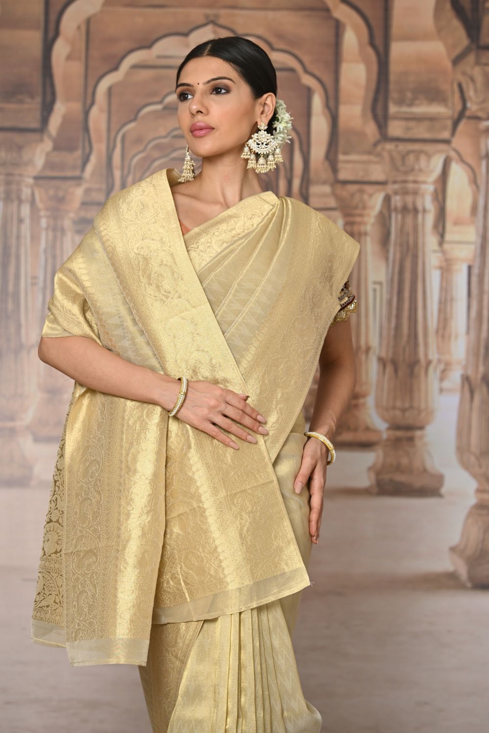 Buy Blue Banarasi Kashmiri Modal Silk Saree Nitaraa