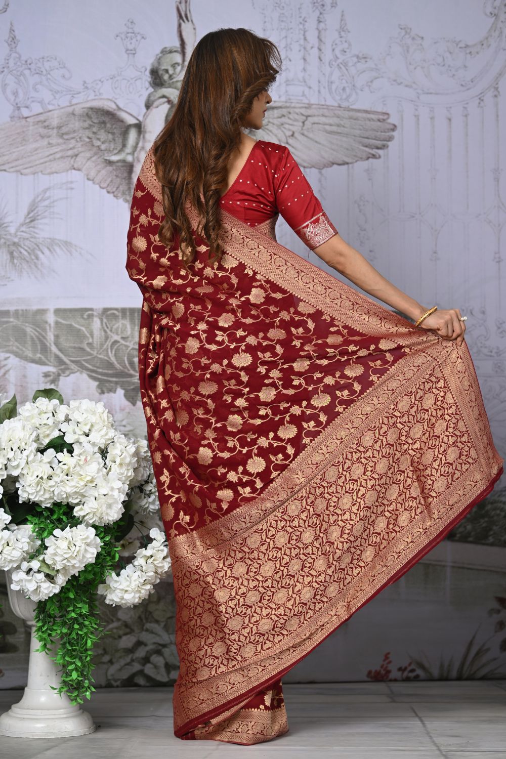 Buy Purple Banarasi Silk Saree With Blouse Piece Nitaraa