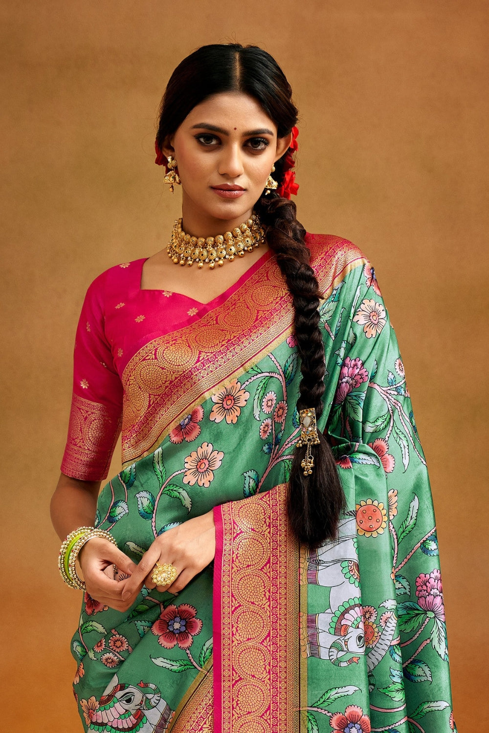 Multicolour Soft Banarasi Silk Saree