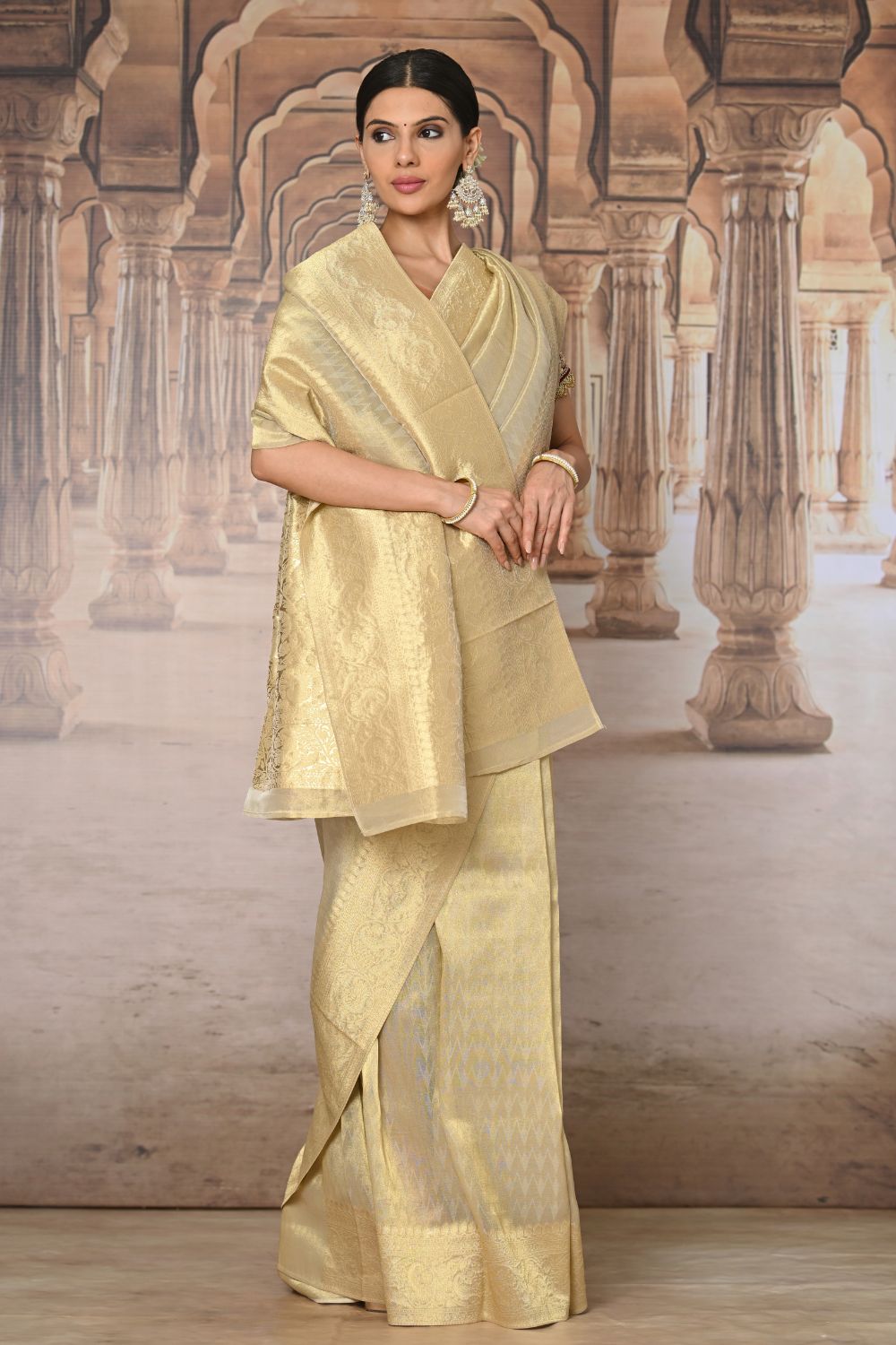 Buy Lavender Banarasi Kashmiri Modal Silk Saree Nitaraa