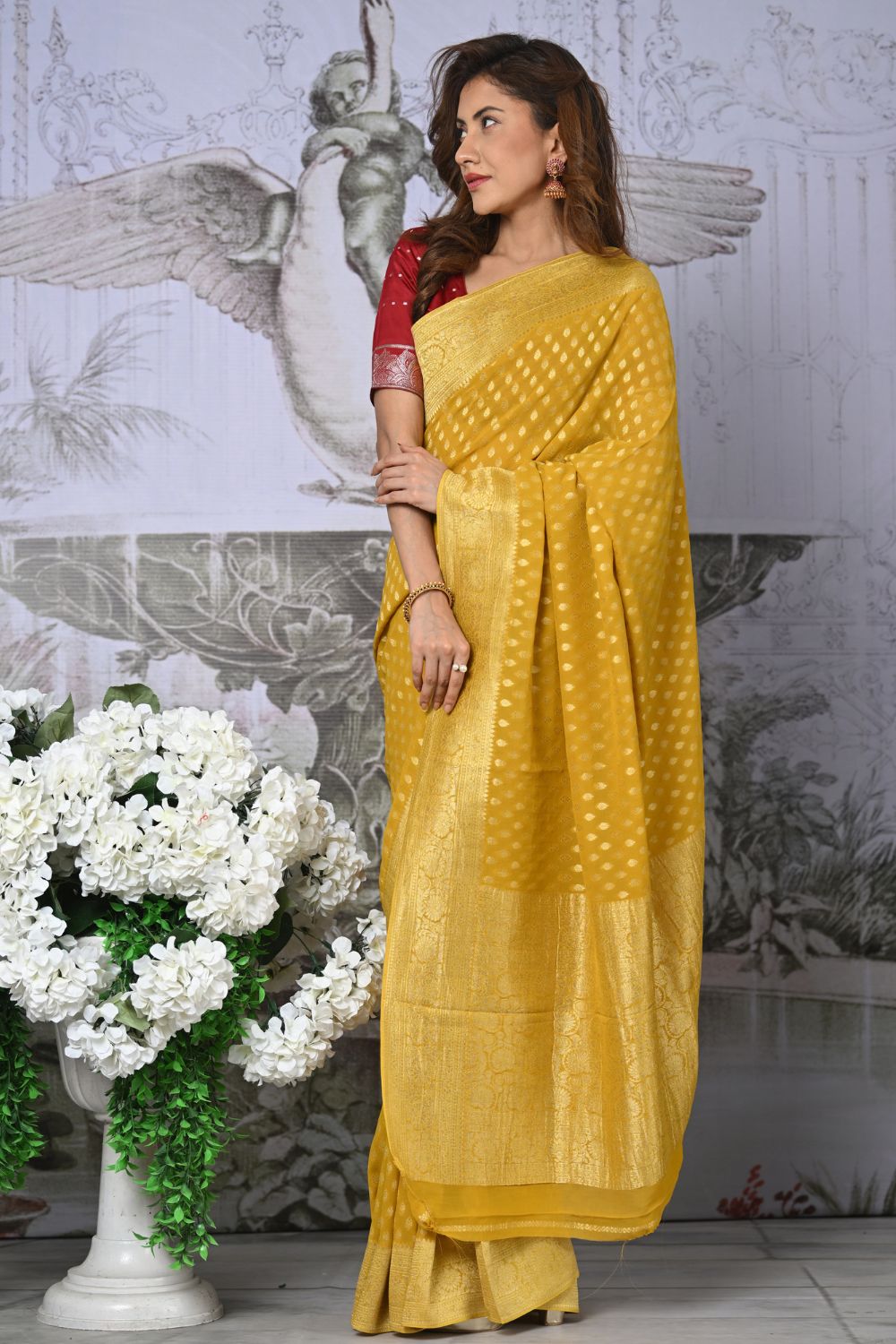 Buy Maroon Silk Saree With Blouse Piece Nitaraa