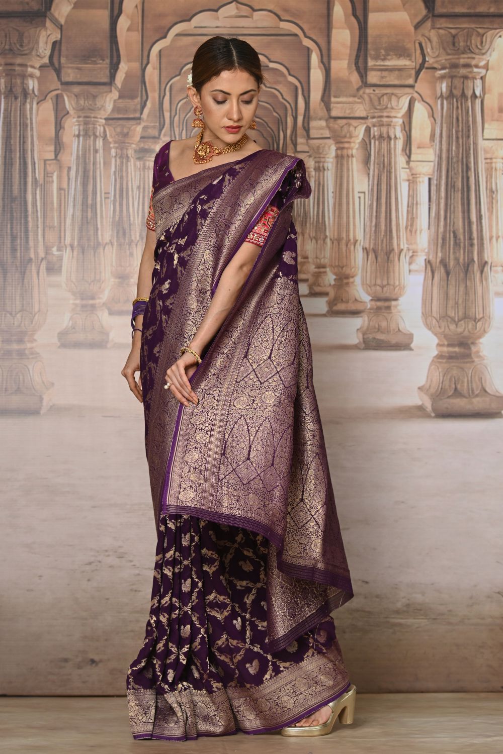 Buy Grey Tussar Silk Blend Saree Nitaraa