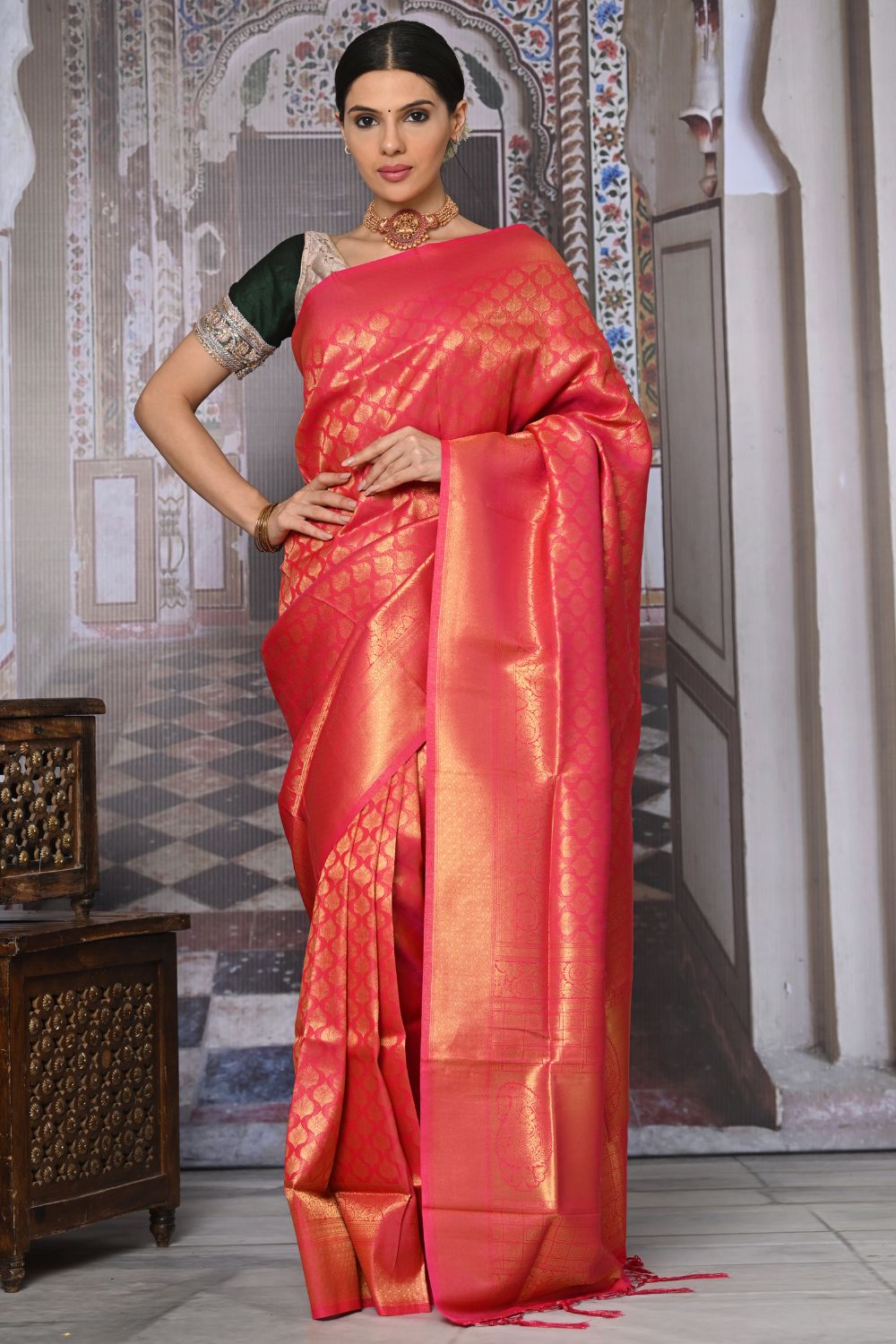 Buy Sage Green Banarasi Saree Nitaraa