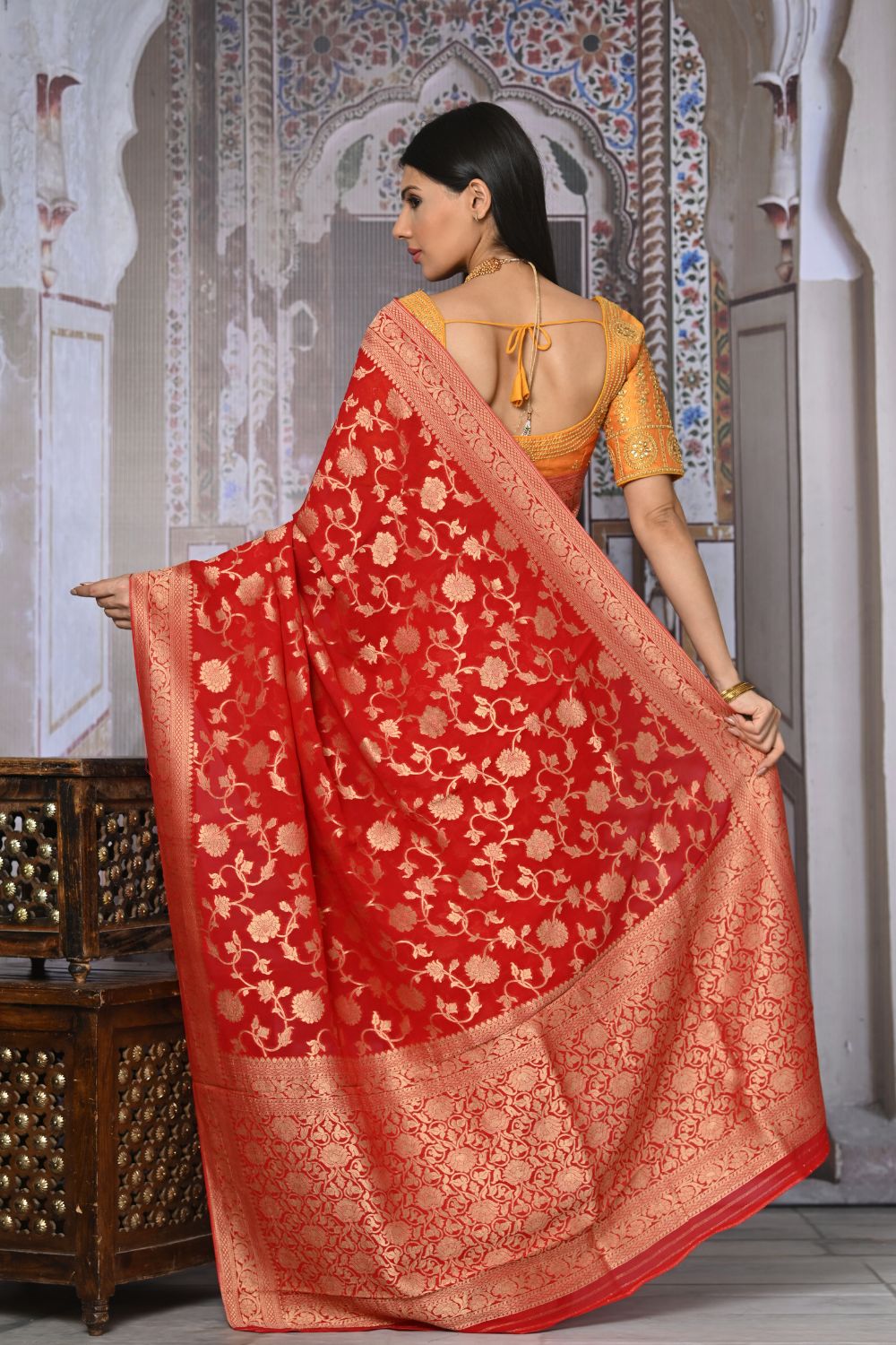 Buy Firozi Silk Saree With Blouse Piece Nitaraa