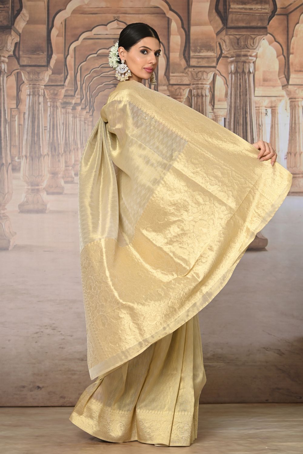 Buy Yellow Banarasi Silk Saree Nitaraa