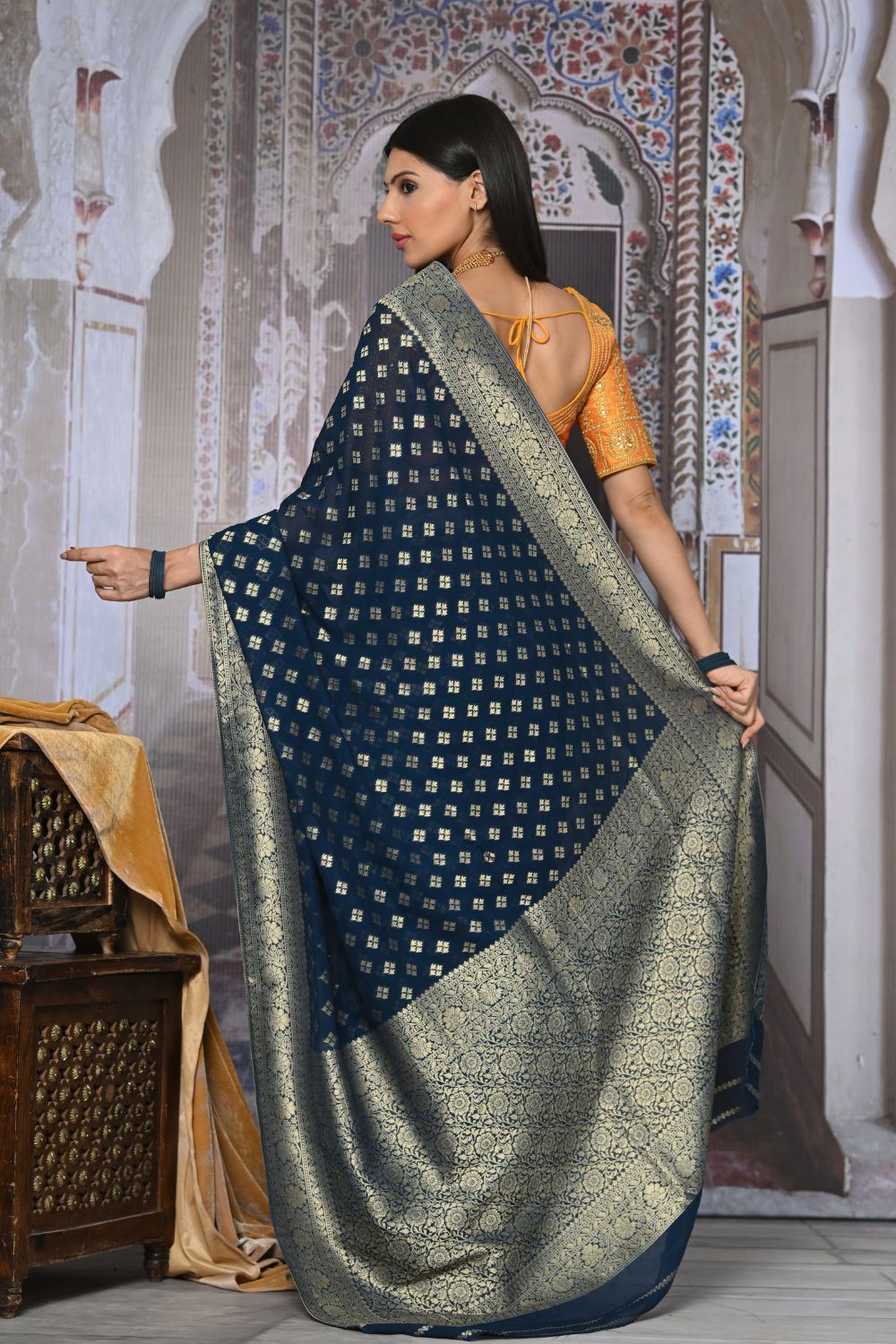 Buy Purple Kashmiri Silk Saree With Blouse Piece Nitaraa