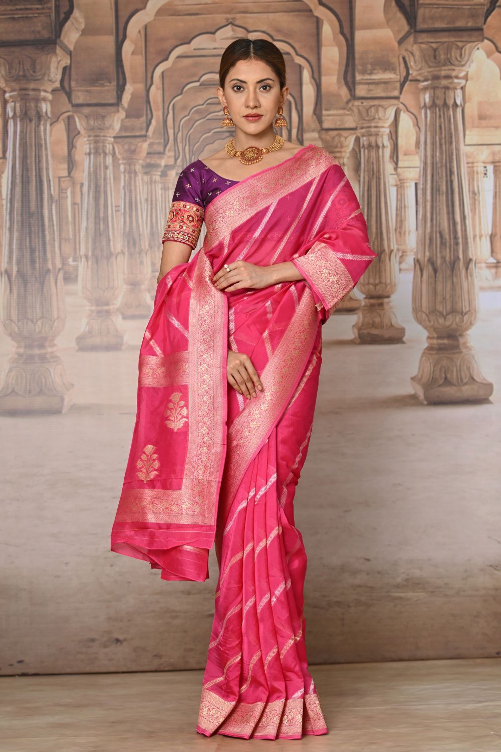 Buy Cream Banarasi Art Silk Saree Nitaraa