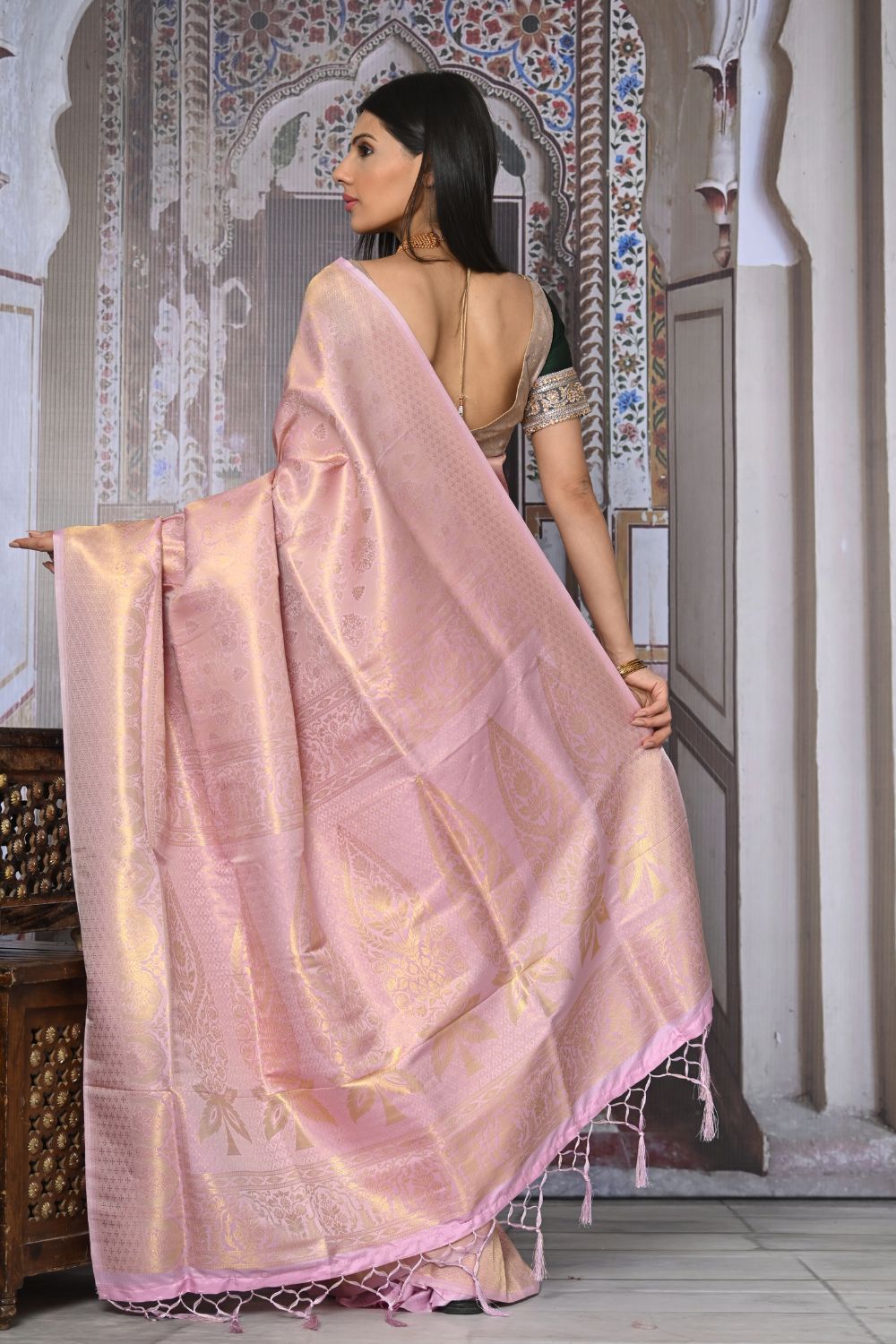 Buy Lavender Satin Silk Saree With Blouse Piece Nitaraa