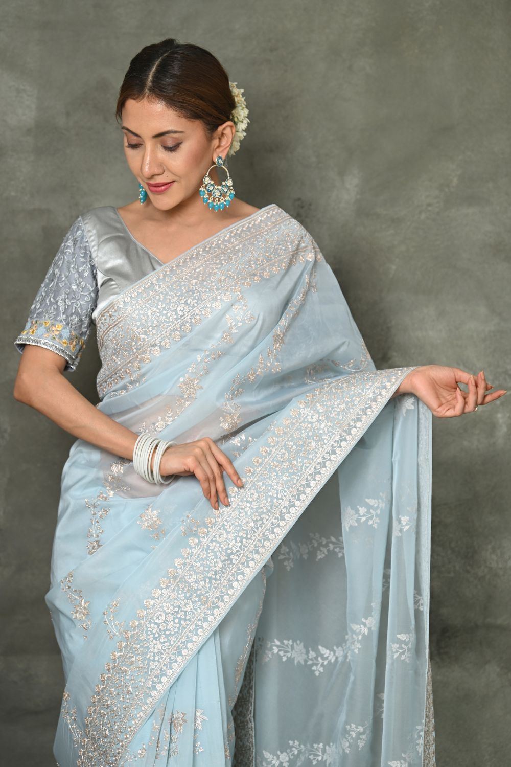 Buy Bright Yellow Banarasi Khaddi Georgette Saree Nitaraa