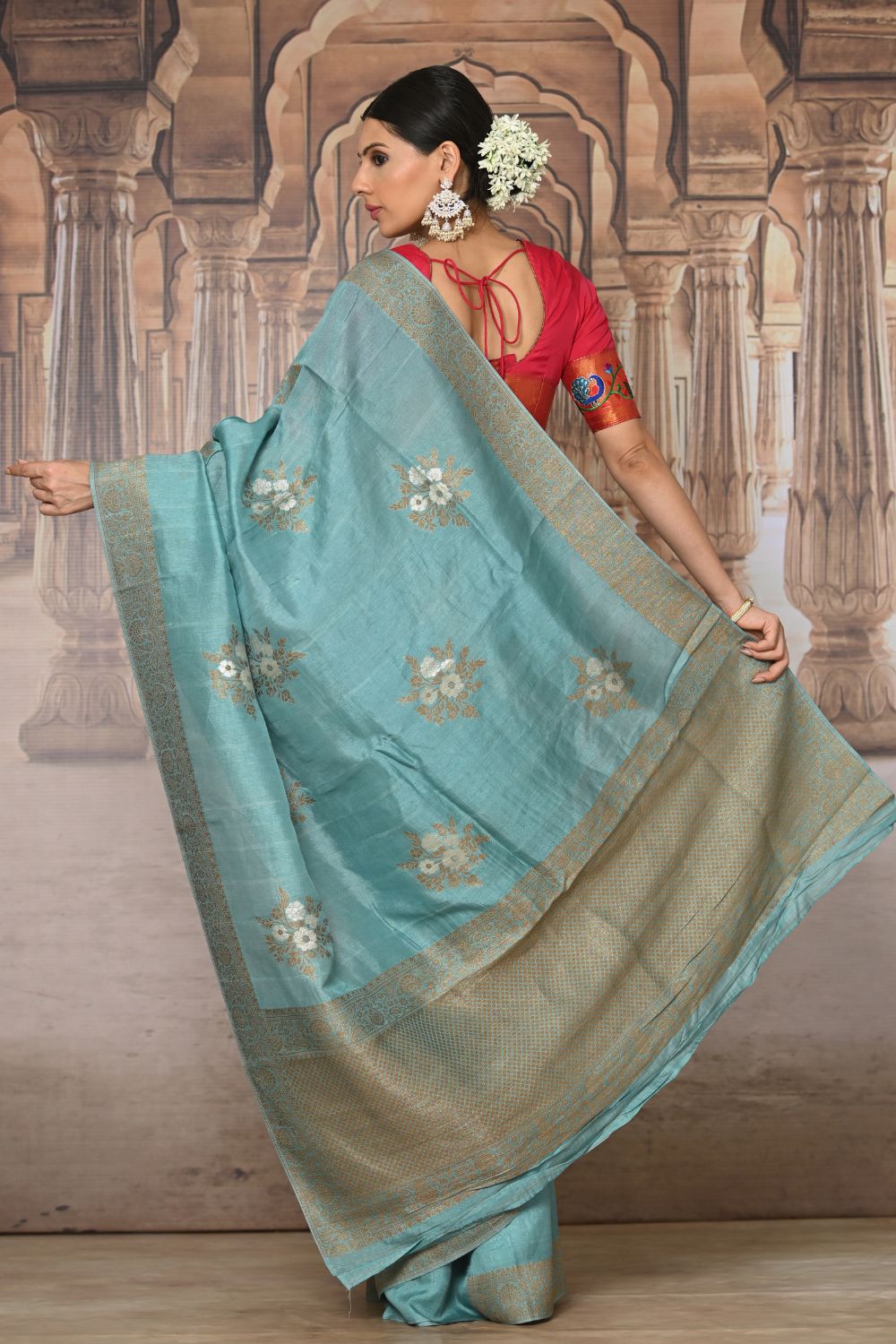 Buy Violet Banarasi Silk Blend Saree Nitaraa