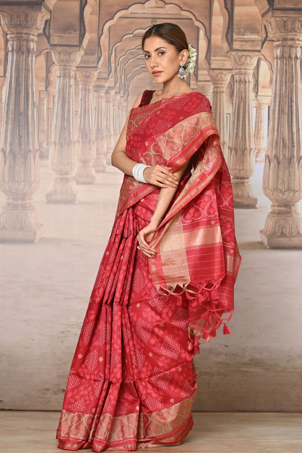 Buy Yellow Silk Blend Saree Nitaraa