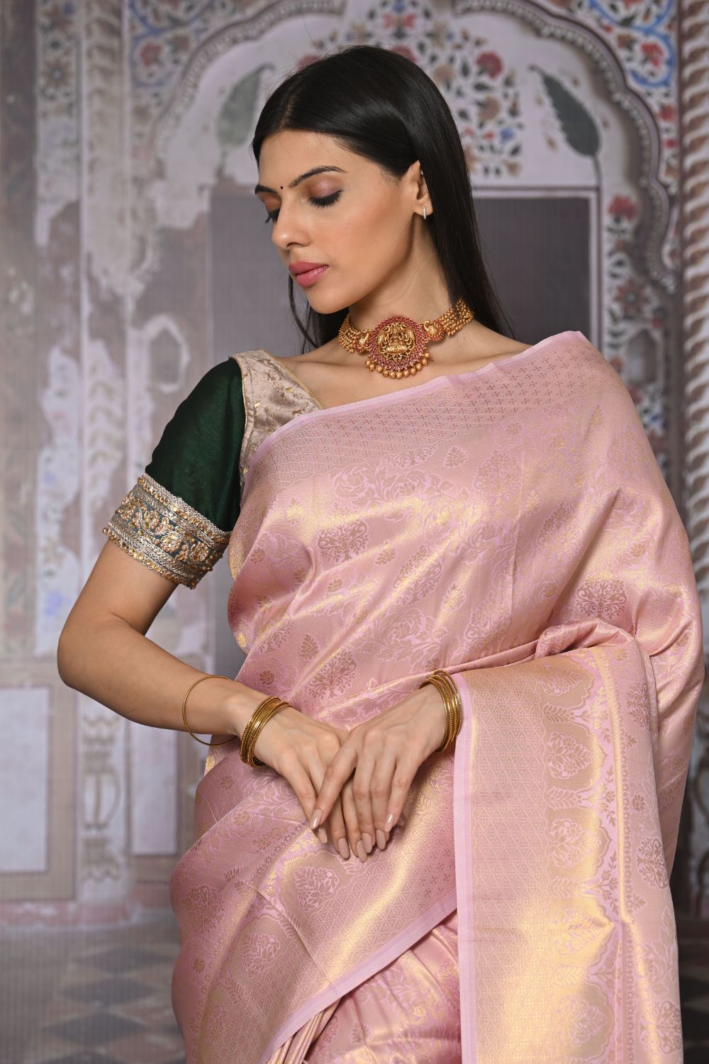 Buy Cream Katan Habutai Silk Saree With Blouse Piece Nitaraa
