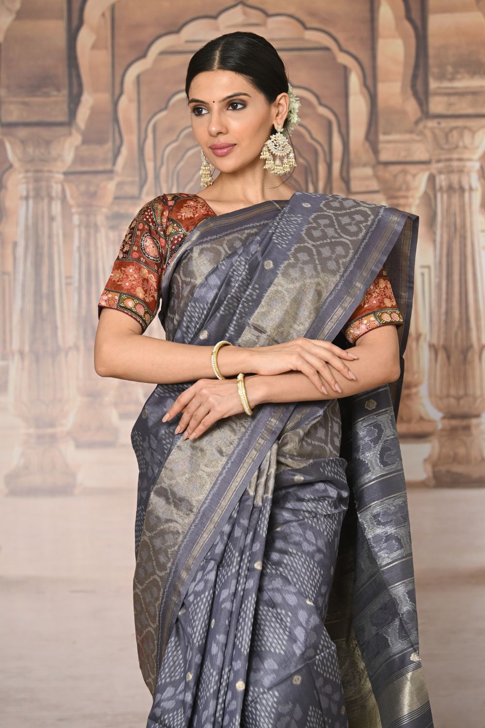 Buy Violet Kanjeevaram Silk Blend Saree Nitaraa
