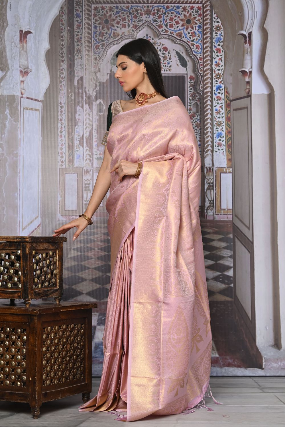 Buy Blue Satin Silk Saree With Blouse Piece Nitaraa