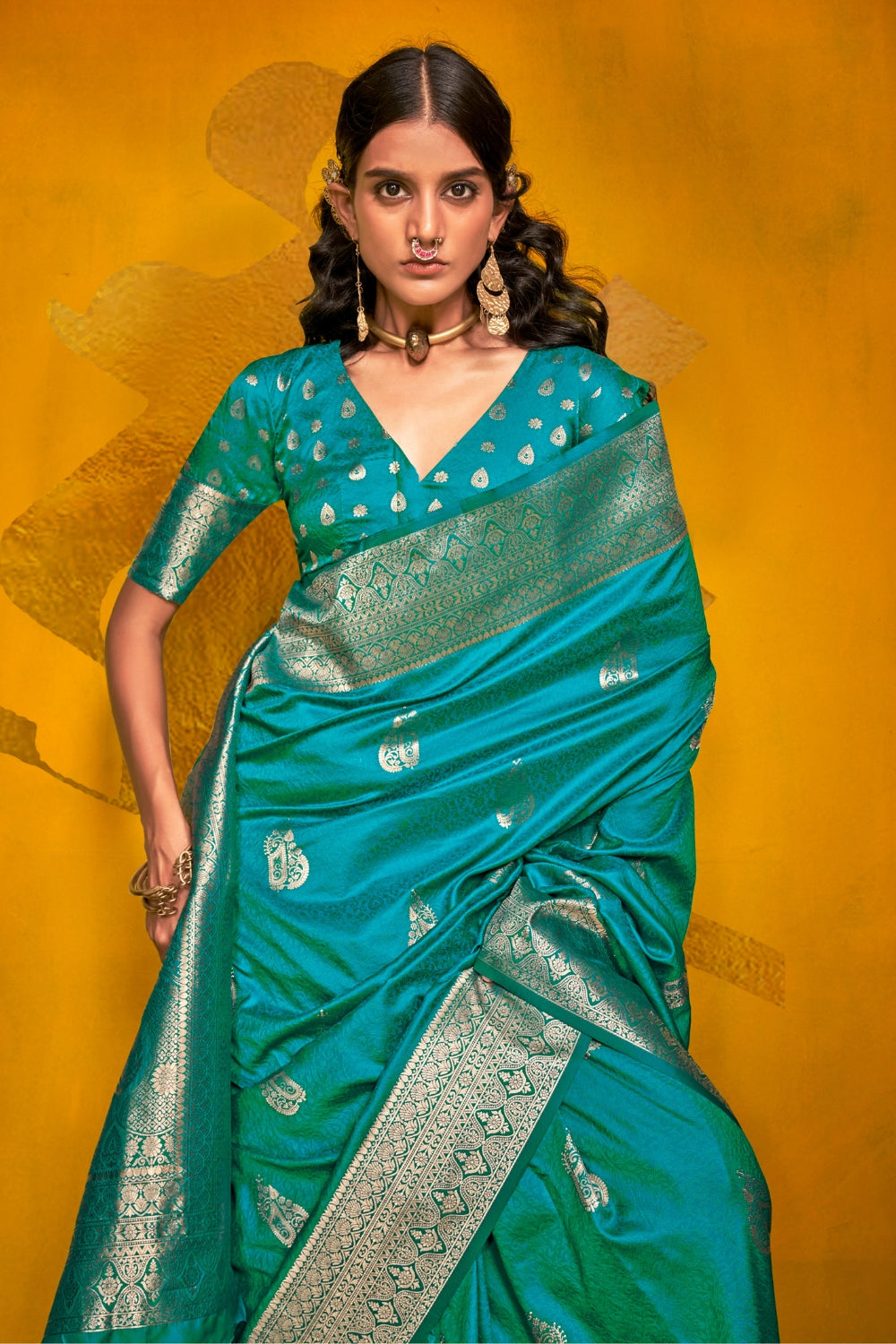 Blue Handloom Weaving Silk Saree