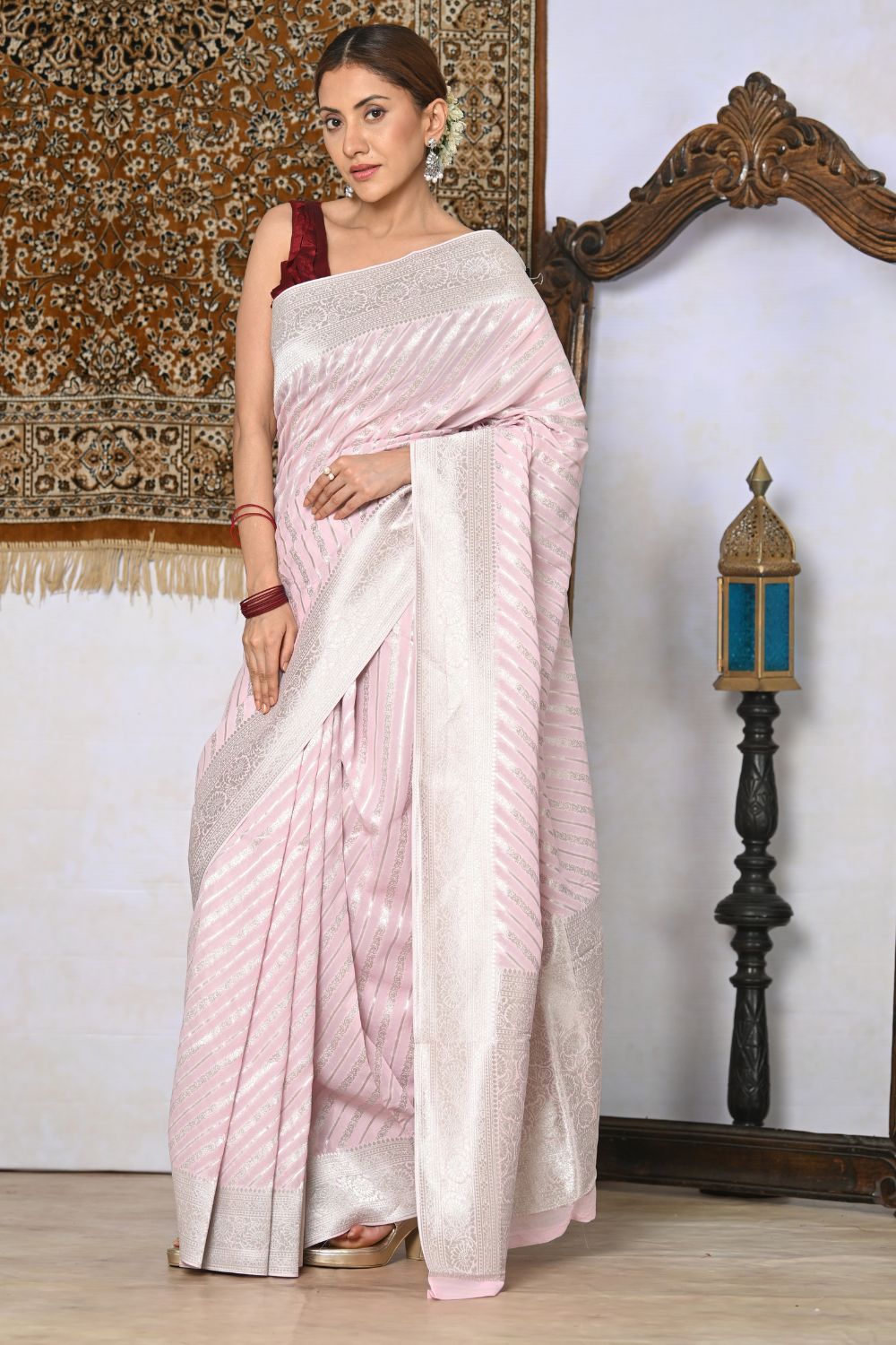 Buy Multicolor Satin Printed Saree With Blouse Piece Nitaraa