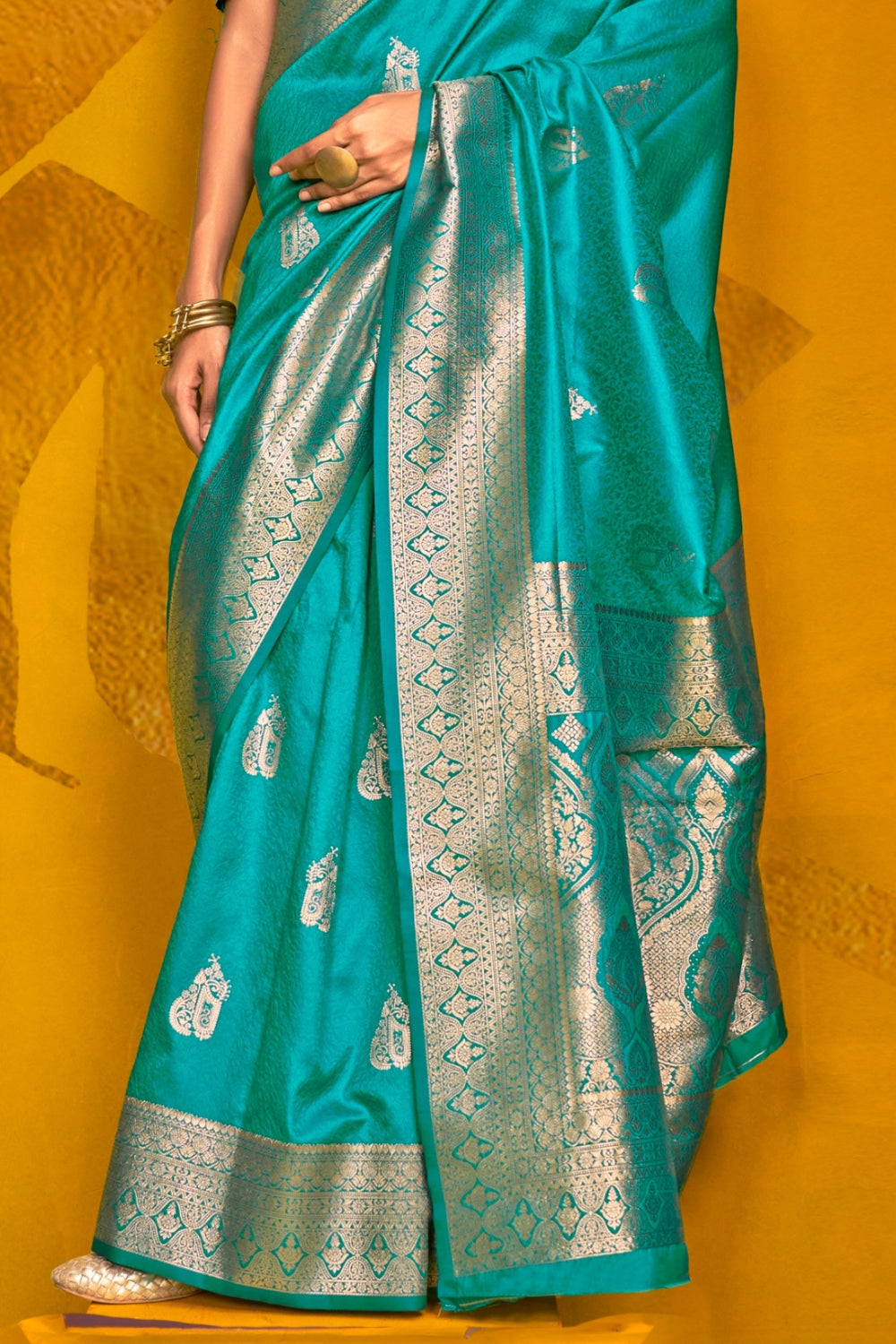Blue Handloom Weaving Silk Saree