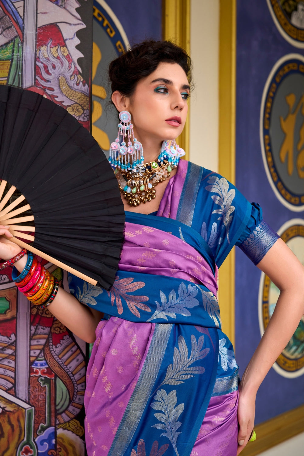 Violet Purple Banarasi Saree