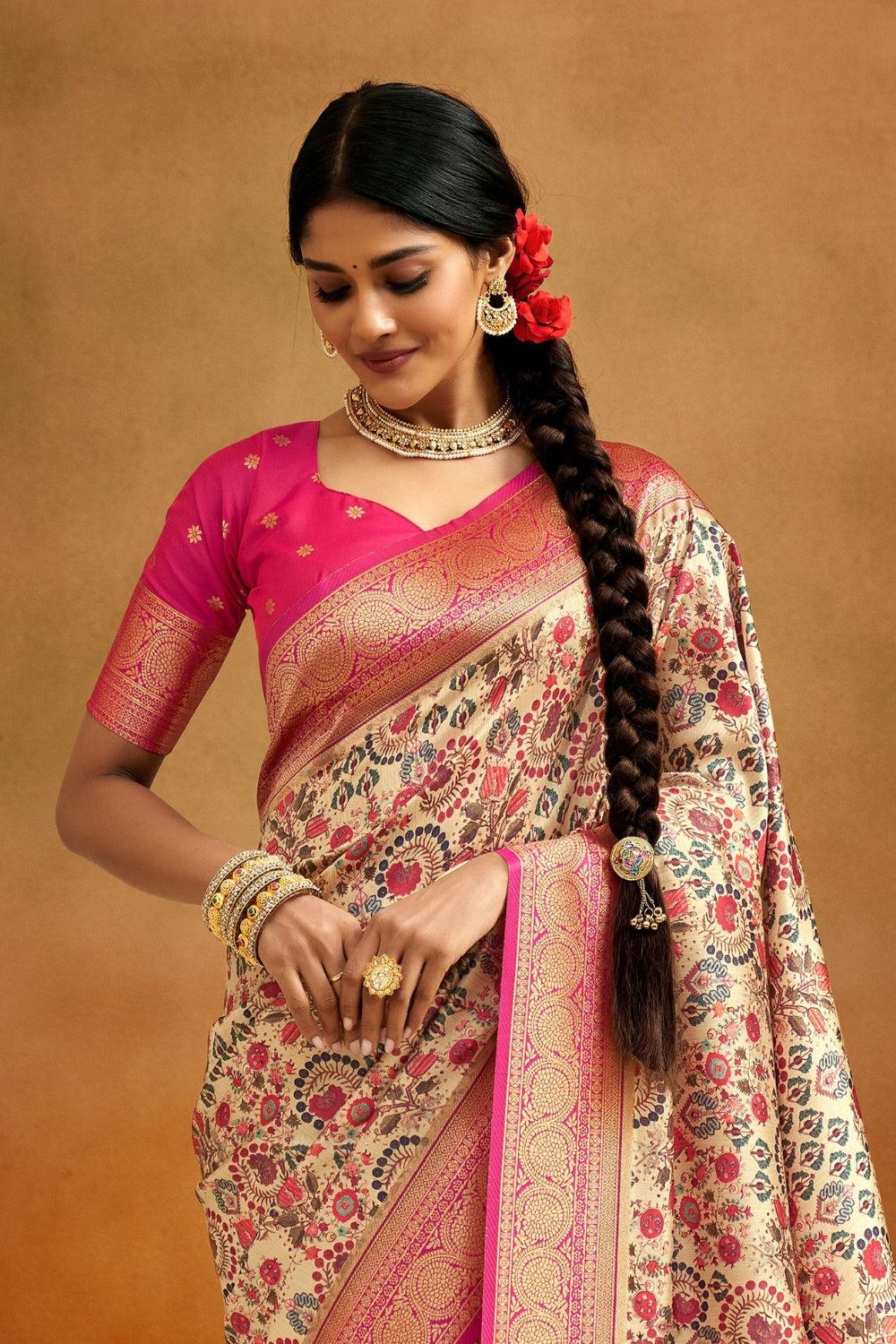 Multicolour Soft Banarasi Silk Saree