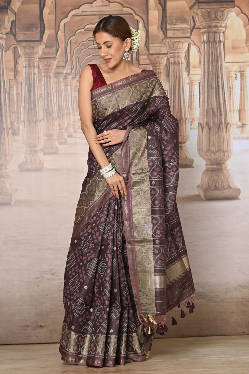 Buy Pink Kanjeevaram Silk Blend Saree Nitaraa