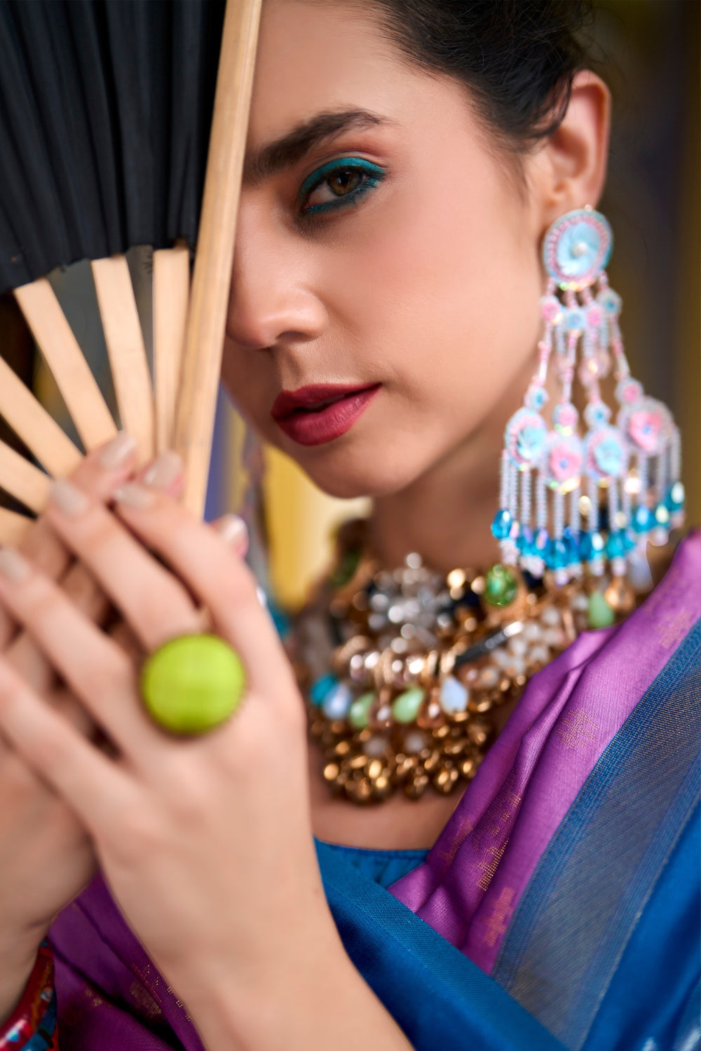 Violet Purple Banarasi Saree